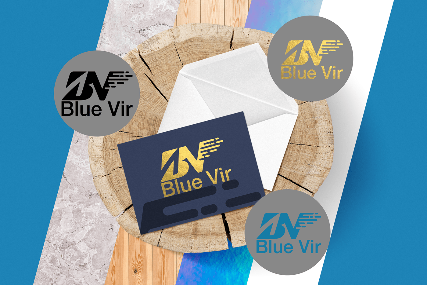 advertisement Blue Vir branding  Commercial Building ID identity logo mall real estate Shopping