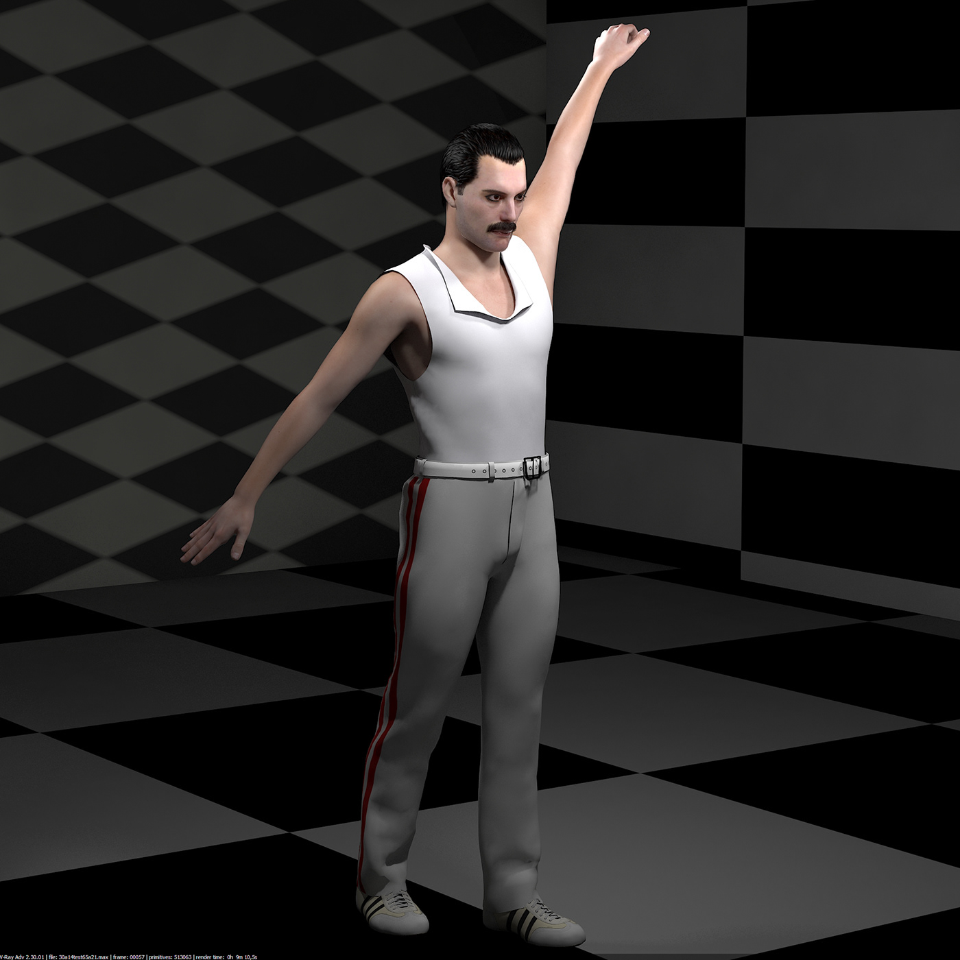 3d model Freddie Mercury rigged and animated