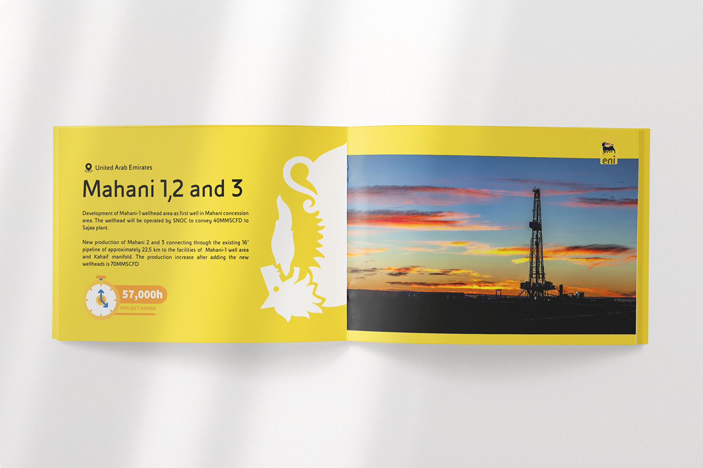 Advertising  brand identity brochure design egypt eni EniProgetti Landscape photoshop Progetti