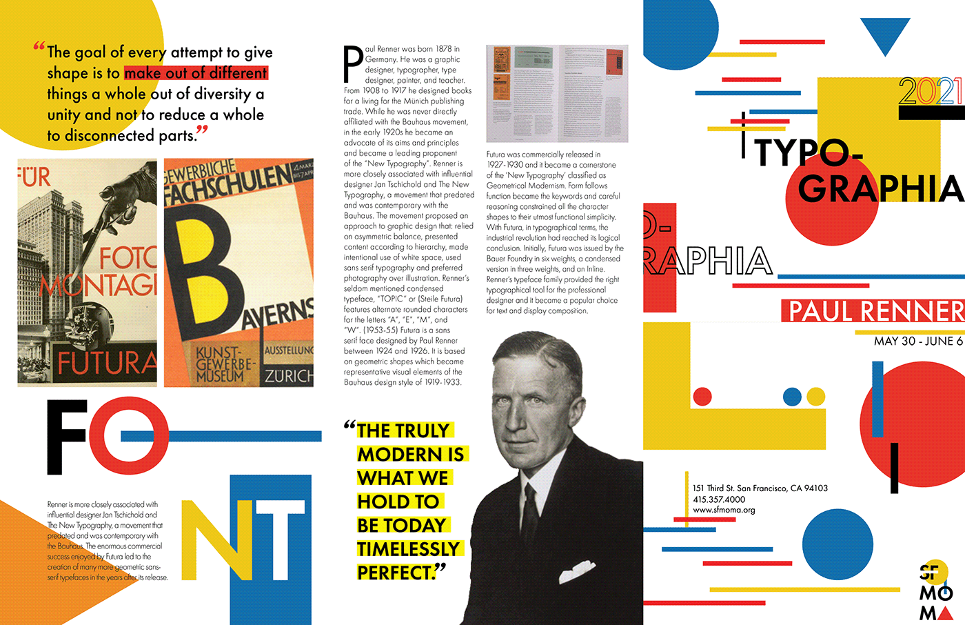 bauhaus brochure Futura geometric modern paulrenner Poster Design typography   Unique