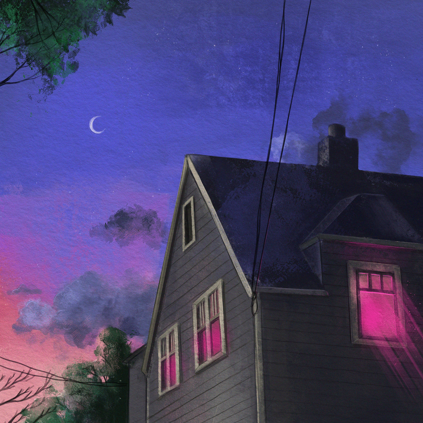 cover digitalart house ILLUSTRATION  Love Magic   moonlight pink Procreate