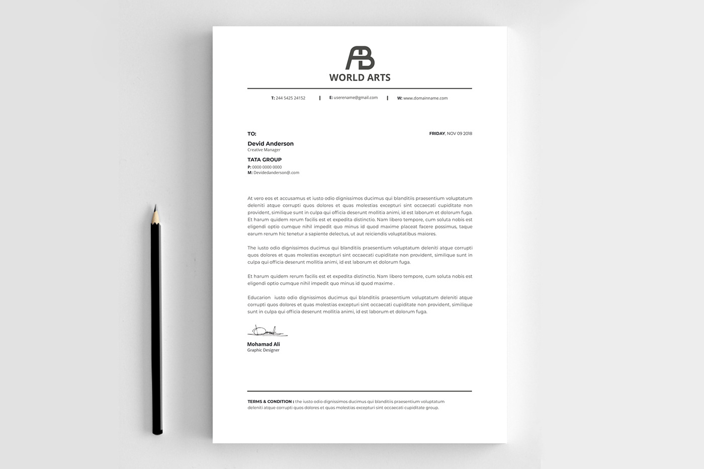 letterhead flyer Resume free corporate letterhead stationary branding  Brand Design ms letterhead free mockup 