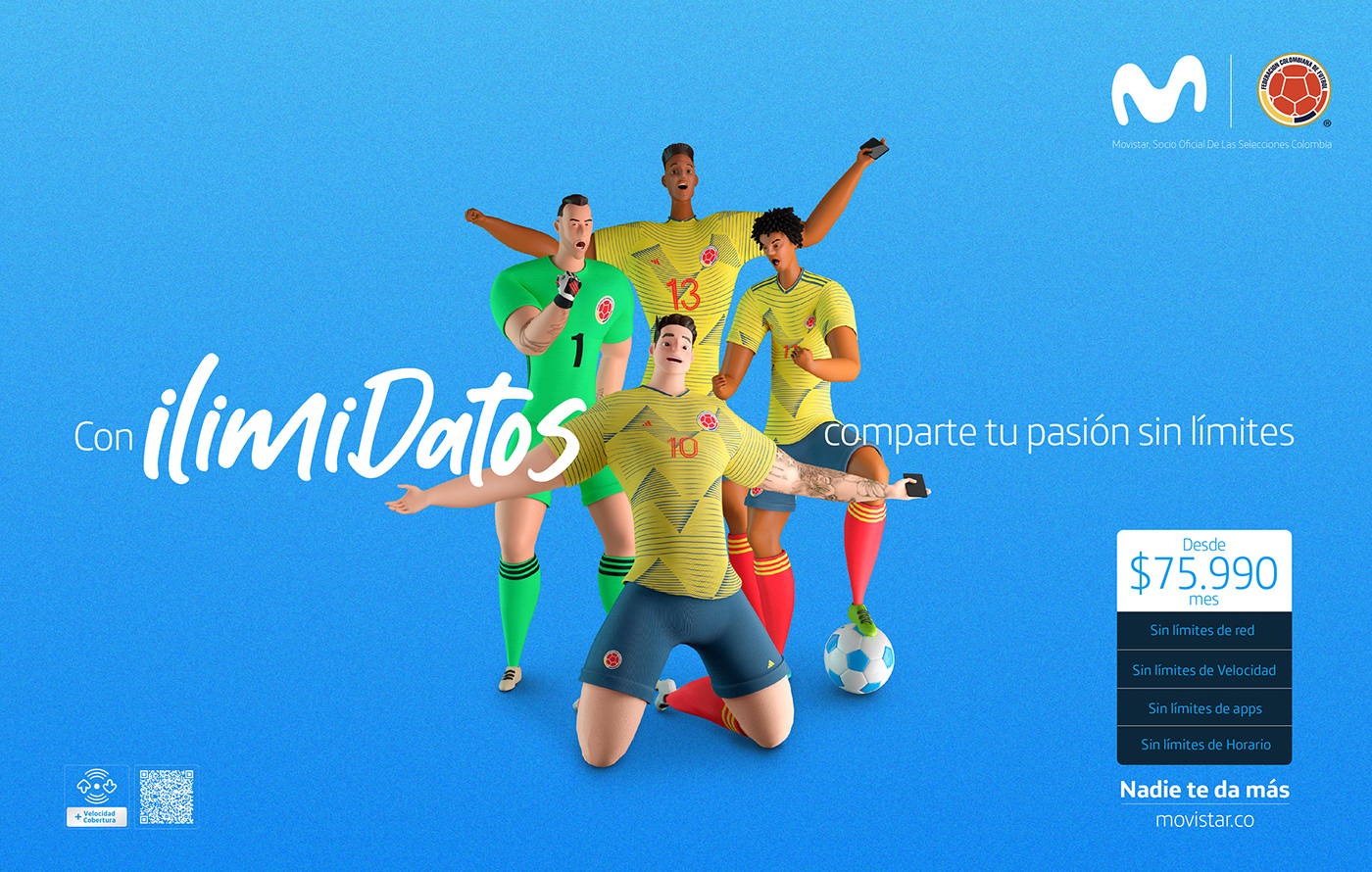 3D 3dcharacter colombia cuadrado falcao Futbol james movistar seleccioncolombia soccer
