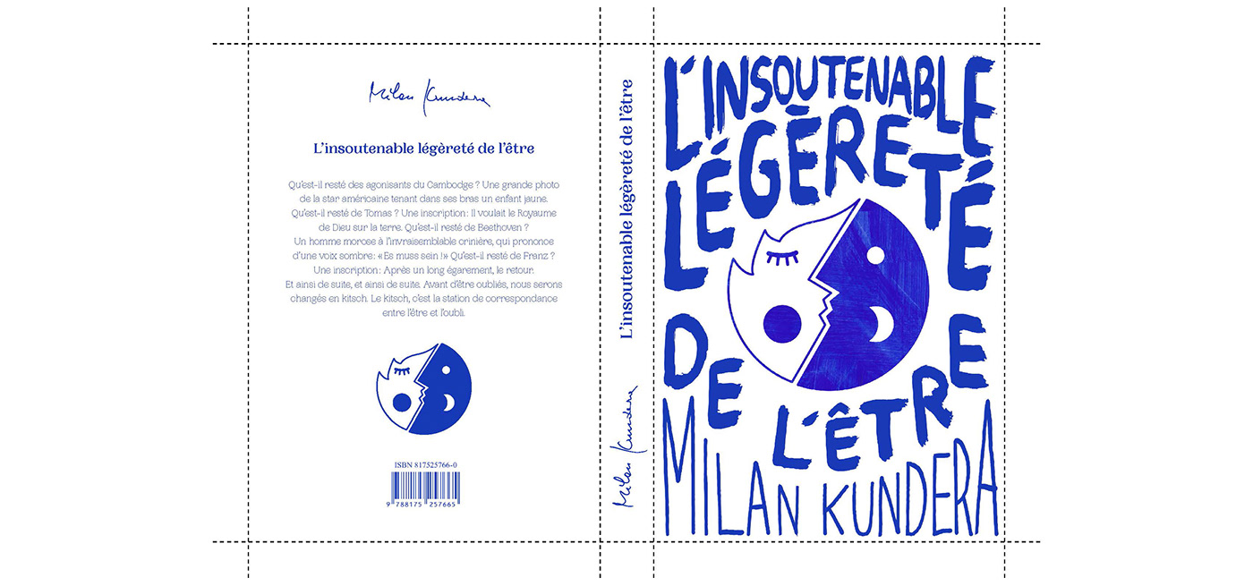 book cover couverture de livre design graphique edition graphisme ILLUSTRATION  kundera livre prague typography  