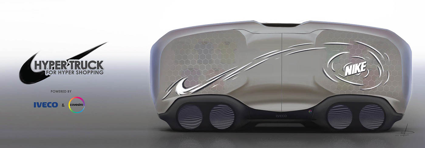 trucks HYPERTRUCKS Transportation Design translucent plastic IVECO COVESTRO Nike future shopping futuristic Automotive design