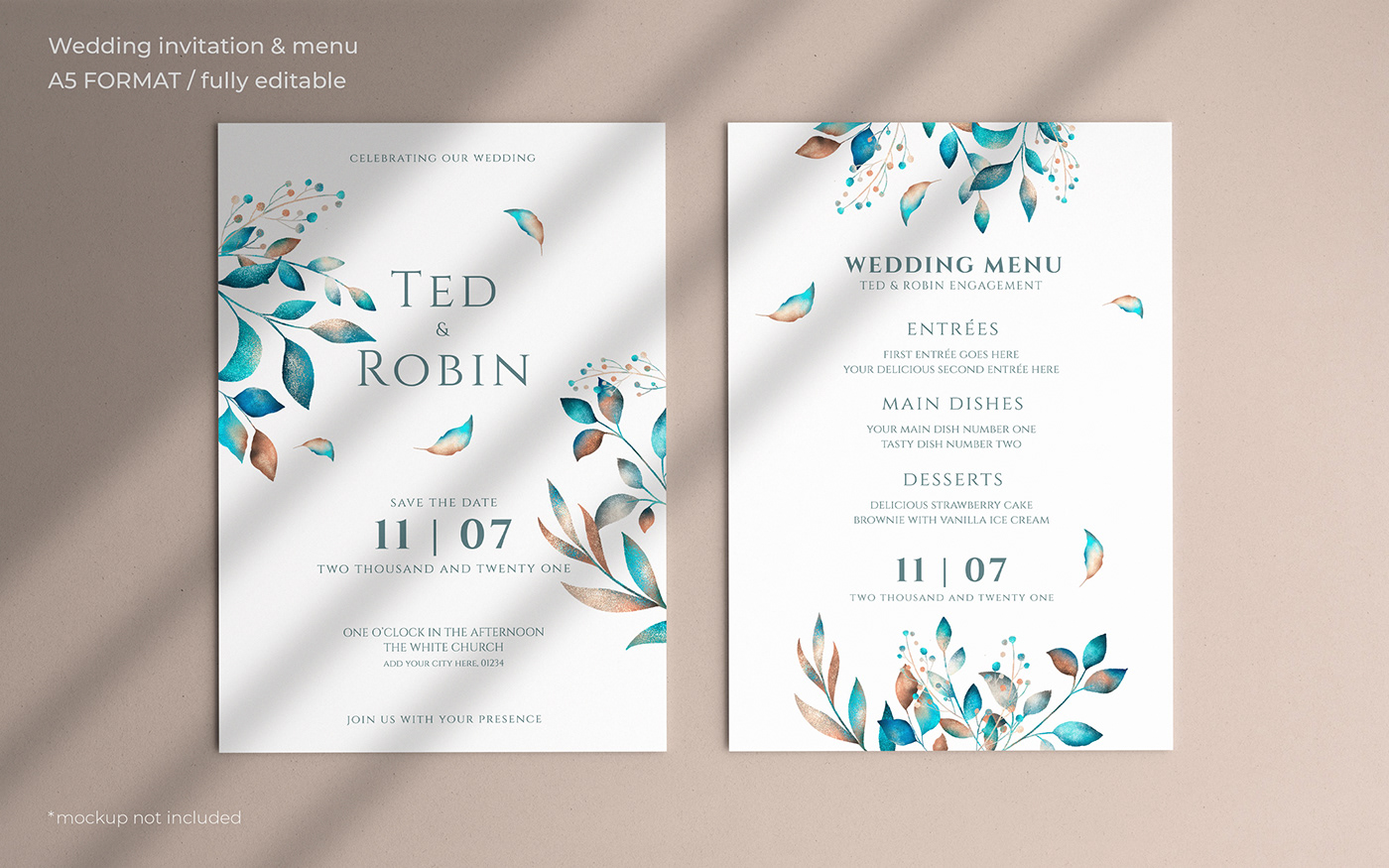 Floral Wedding invitation template menu template Template Free Psd wedding invitation