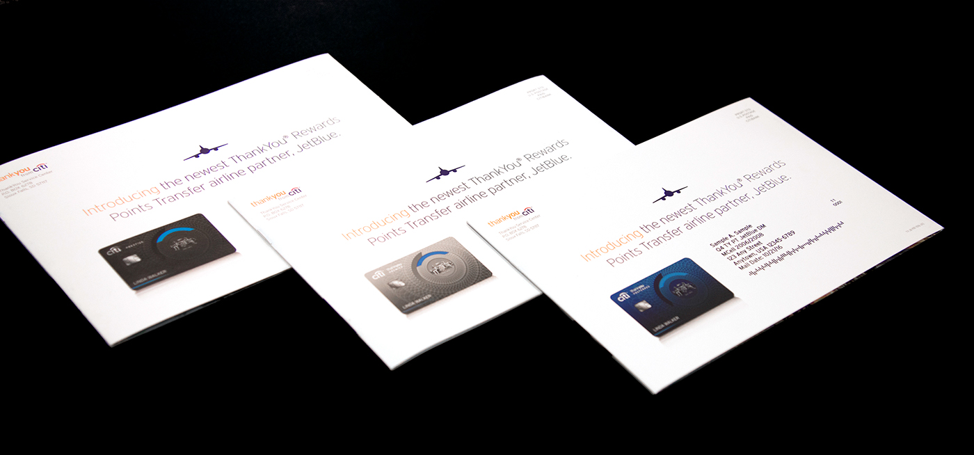 Direct mail Self Mailer graphic design  Advertising  Email destinations Reward Points Travel airline print design 