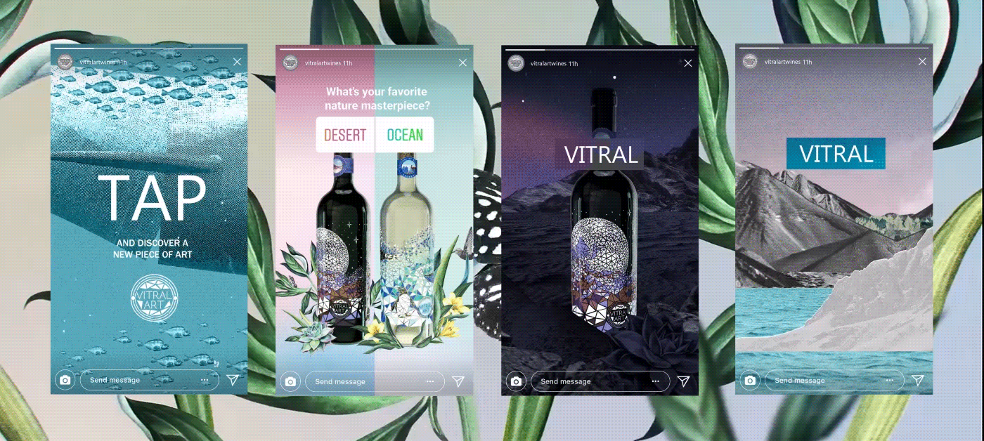 wine branding  art vitral ILLUSTRATION  collage drinks Nature animals plants