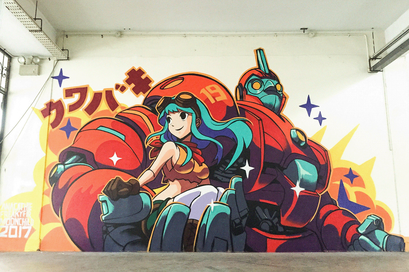 Street Art  singapore graffiti pop culture Graffiti anacathie freakyfir studiomoonchild Mural mecha
