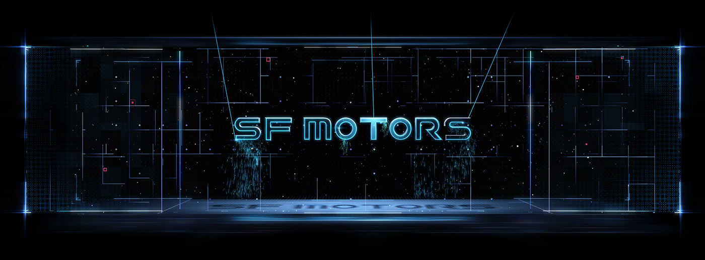led scrim laser electric car SFMotors launch presentation Show