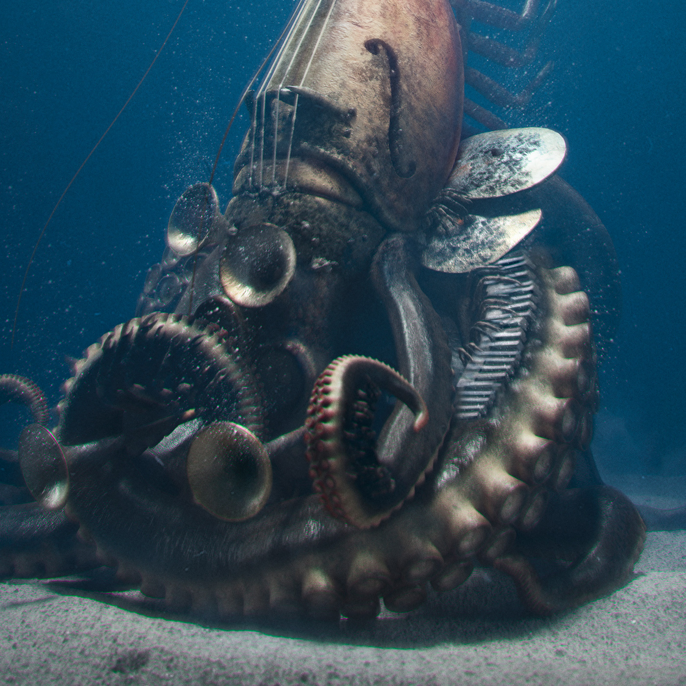 CGI ILLUSTRATION  Advertising  monster music jazz sea Ocean Digital Art  CostaBrava