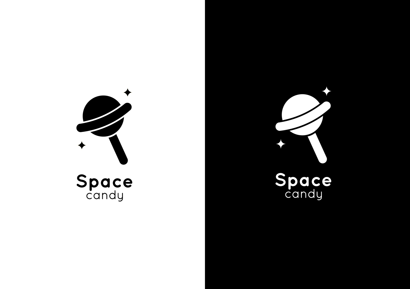 Logo de Space Candy en formato positivo y negativo