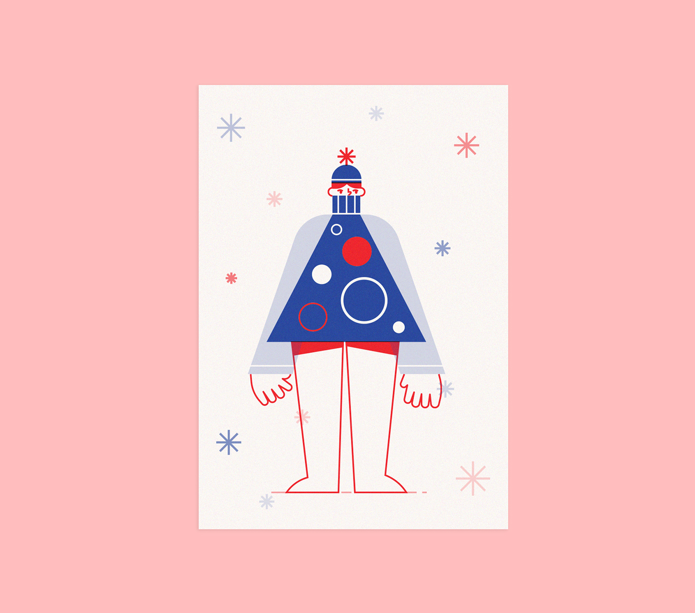 risograph postcards holidays Christmas festive card gift Tree  friends sweater