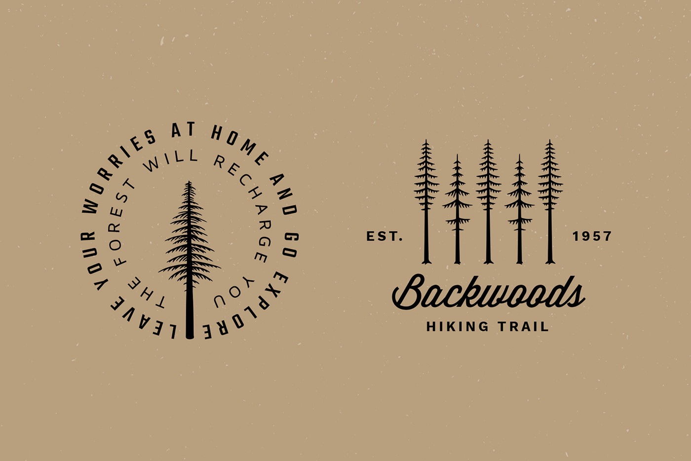 trees badge logos Nature outdoors National Park Travel rustic handmade handdrawn