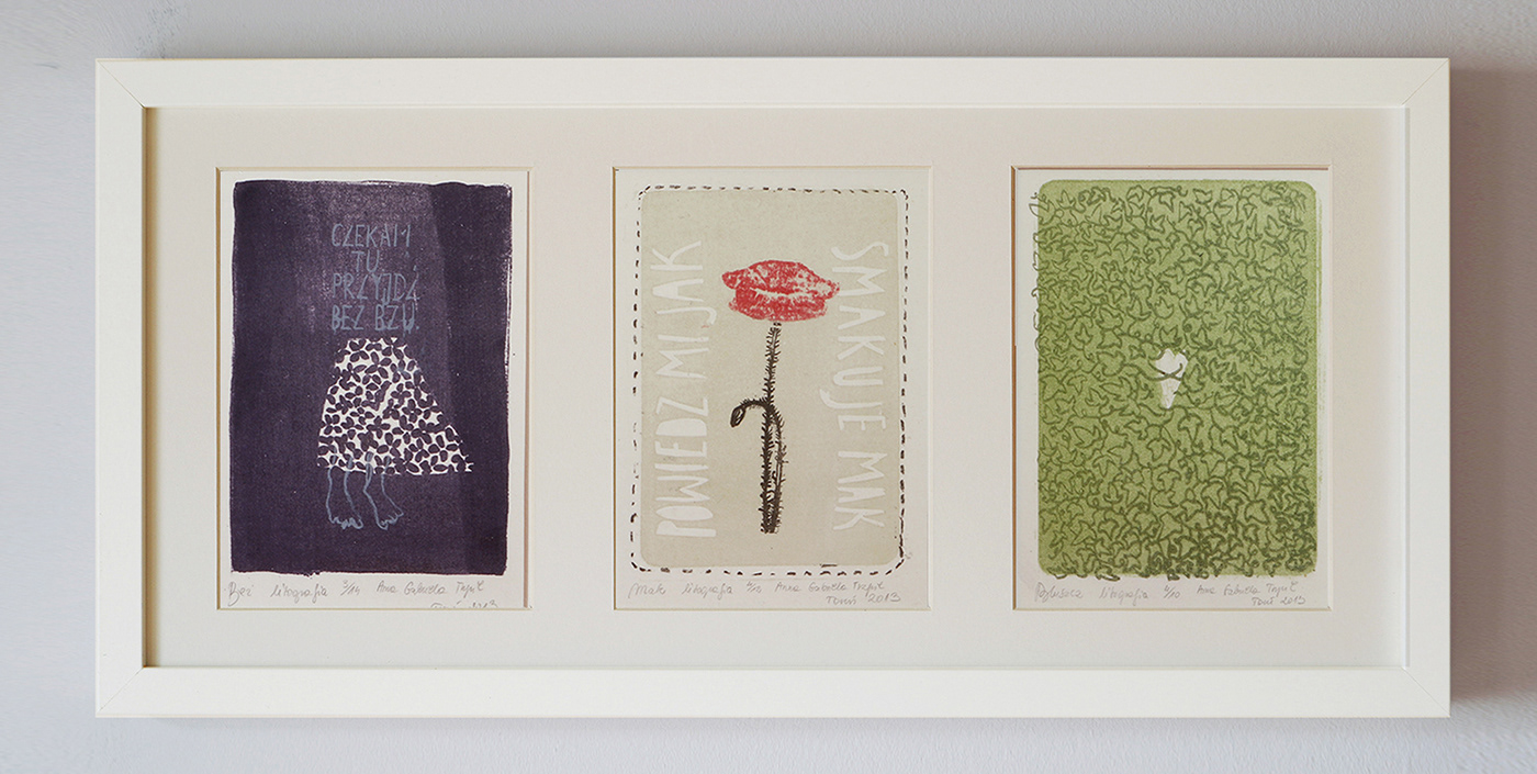 postcard walentines Love plants walentynki pocztówki litografia litography printmaking