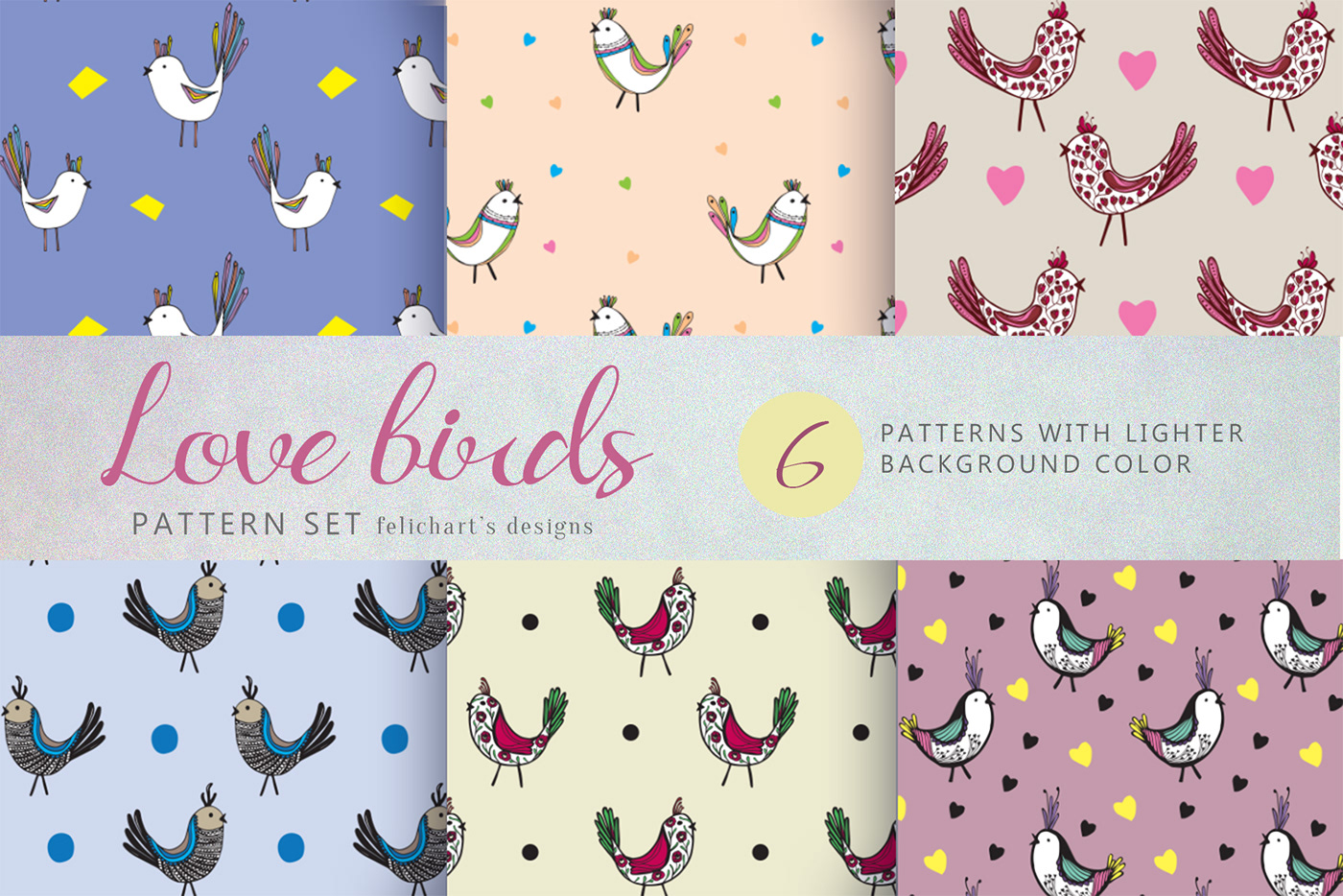bird pattern minta pattern set Love birds