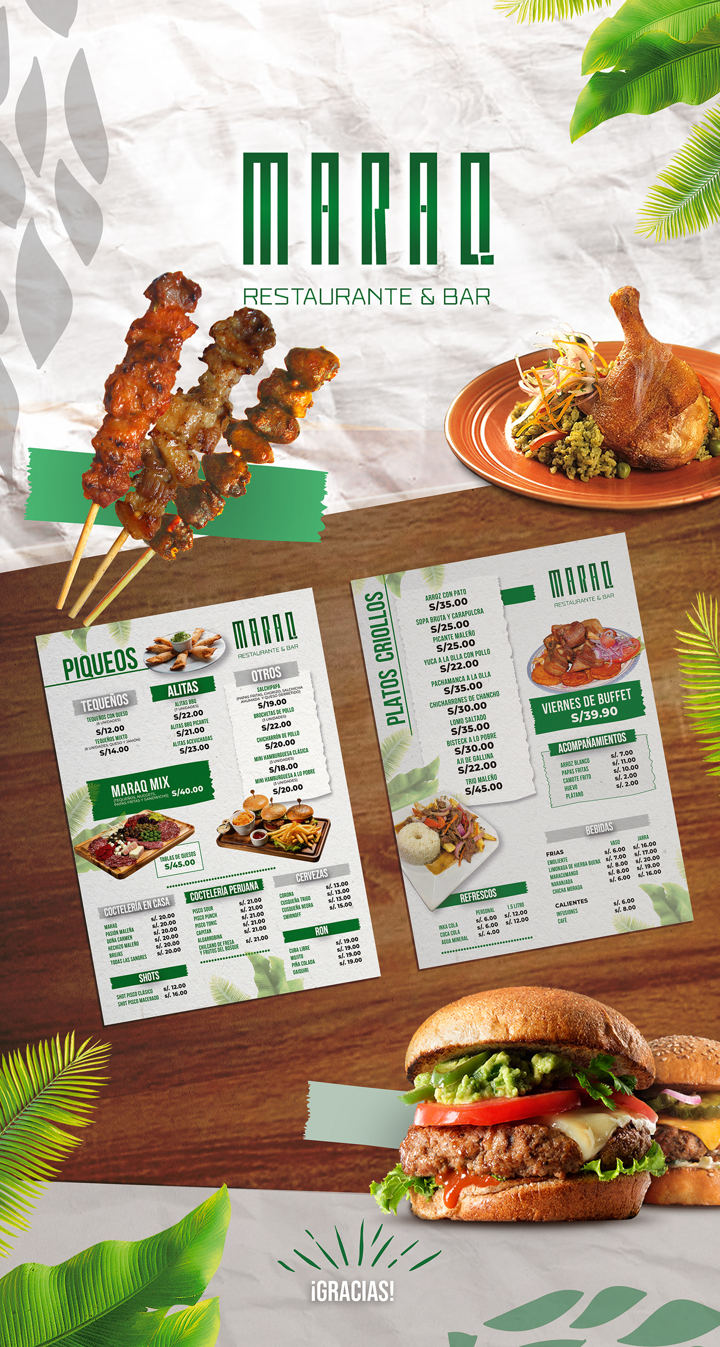 Carta menu Food  Graphic Designer