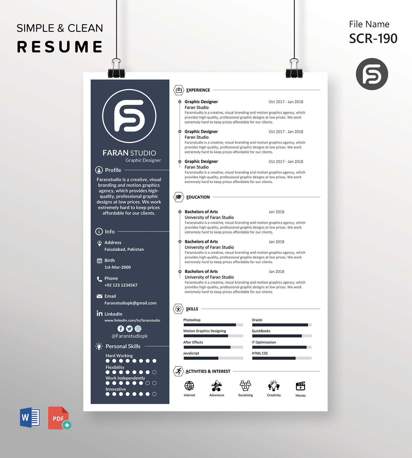 CV CV template Mockup Modern Resume portfolio psd Resume resume design template