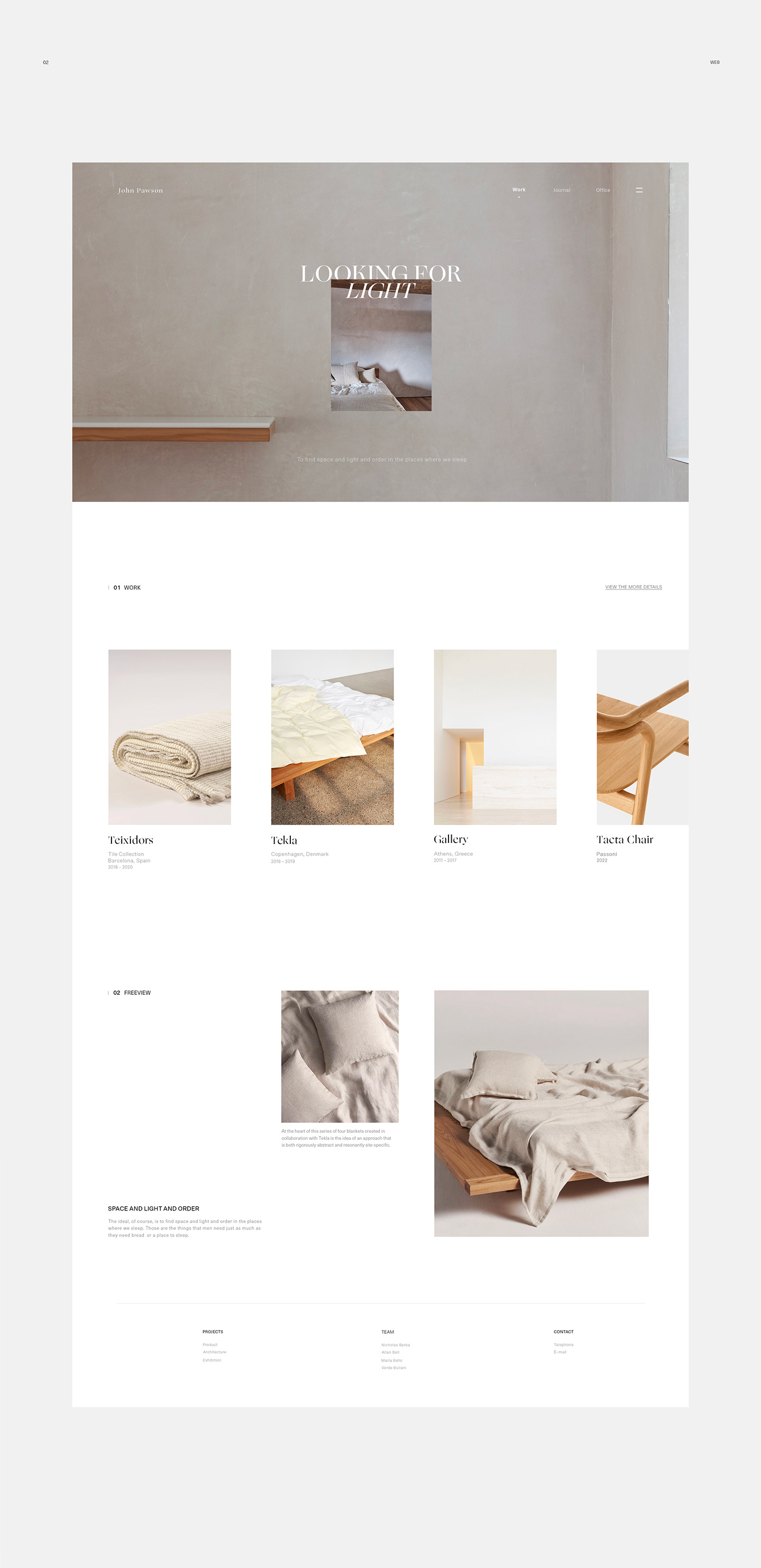app designer interior design  John Pawson modern textile texture ui design UI/UX Web