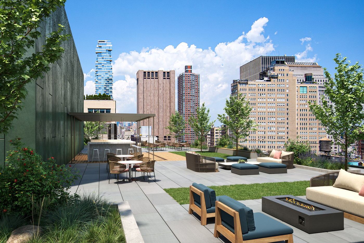 archviz commercial New York Office penthouse rendering roof terrace Water Tower watertower