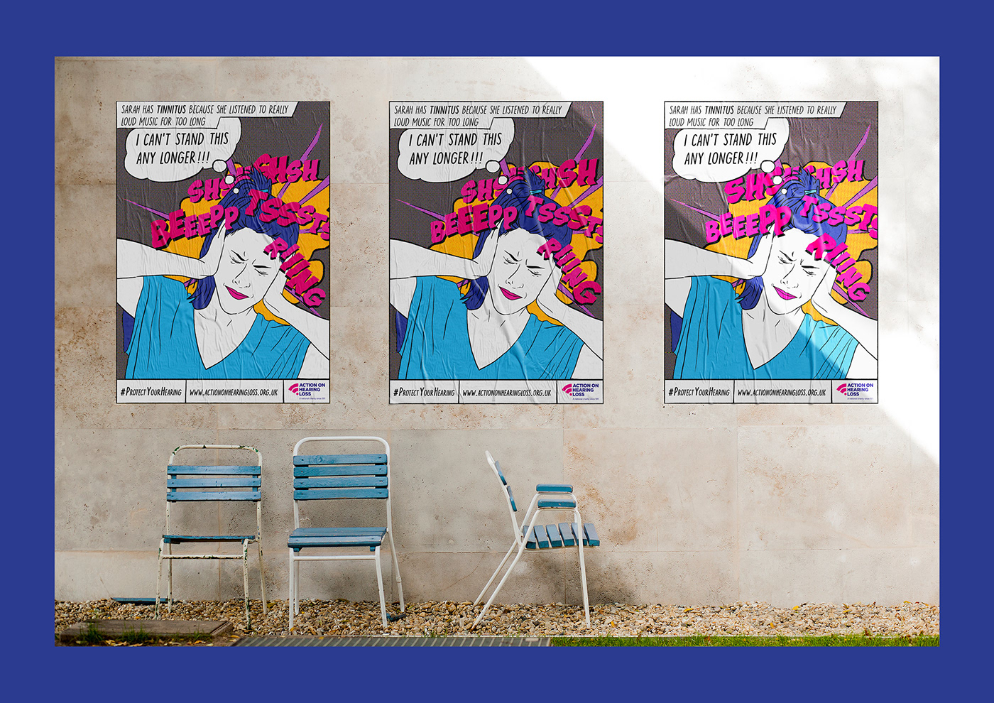 Hearing Loss Awareness campaign tinnitus visualizing hearing loss action on hearingloss ycn competition brief comic Lichtenstein Style onomatopoeia animated gif
