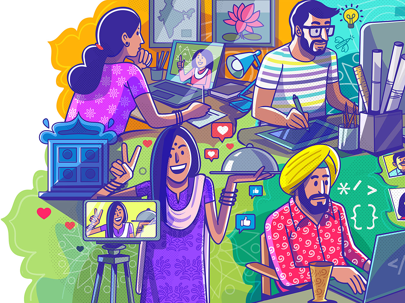 business designer entrepreneur indian illustrator influencers learning product illustration satishgangaiah   web illustration