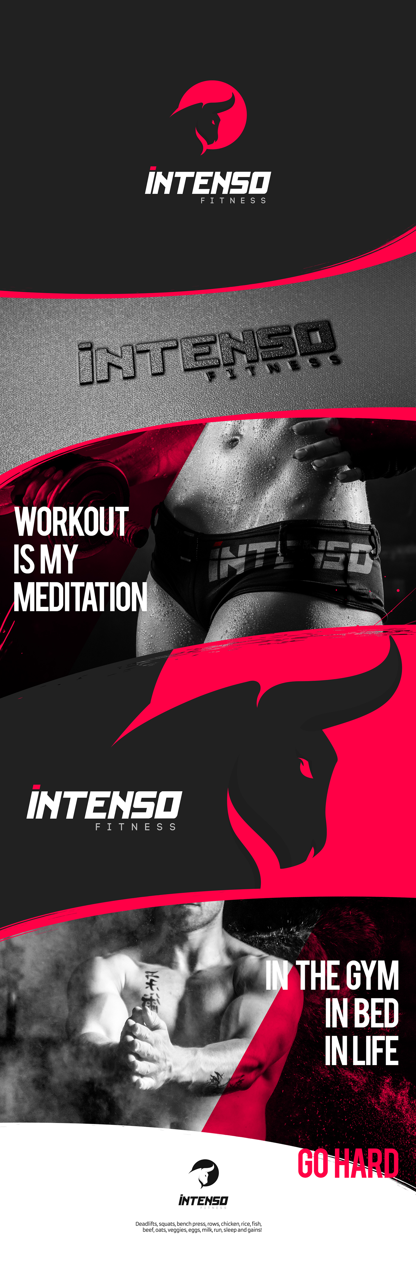 intenso fitness cajva   cajveanean alexandru timisoara romania design arts bull logo gym workout red black motivational