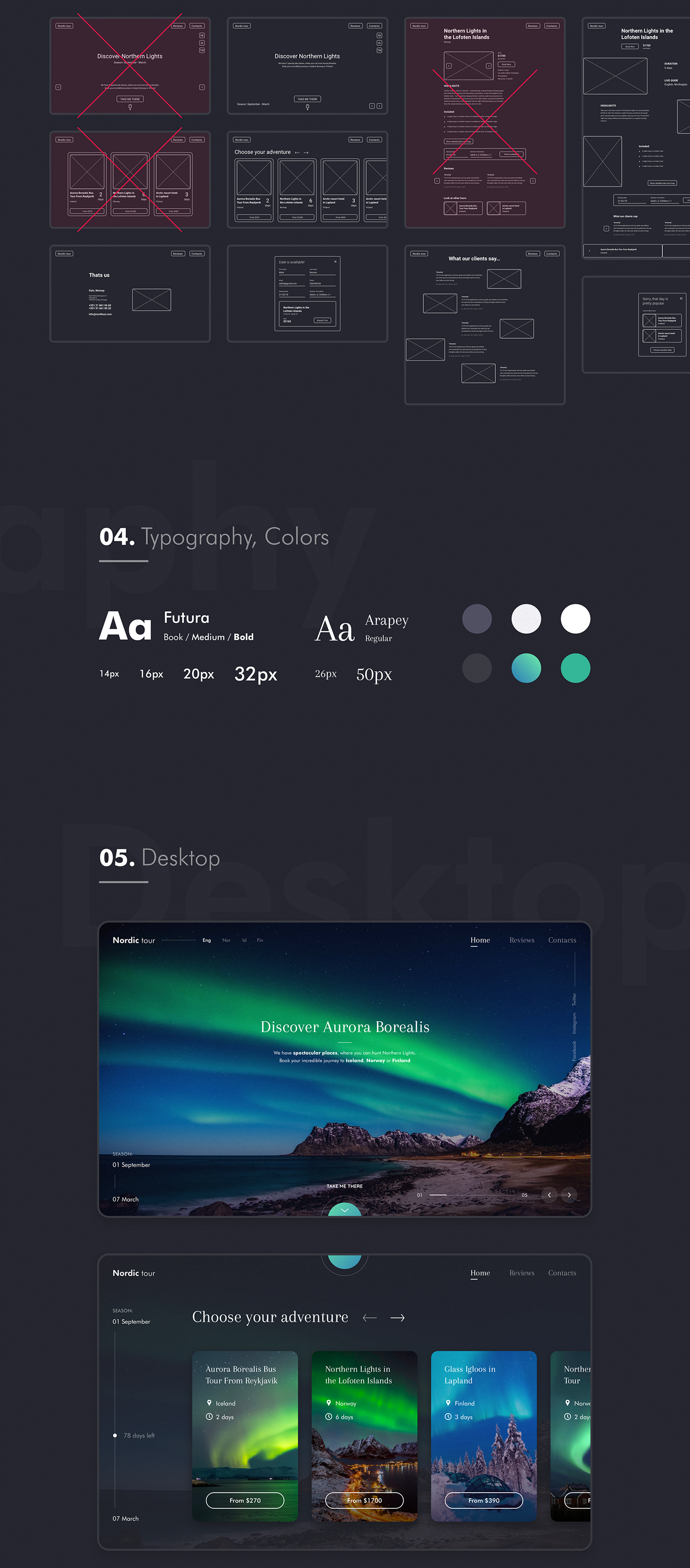 Web site UI/UX nordic Travel tours northern lights design user interface