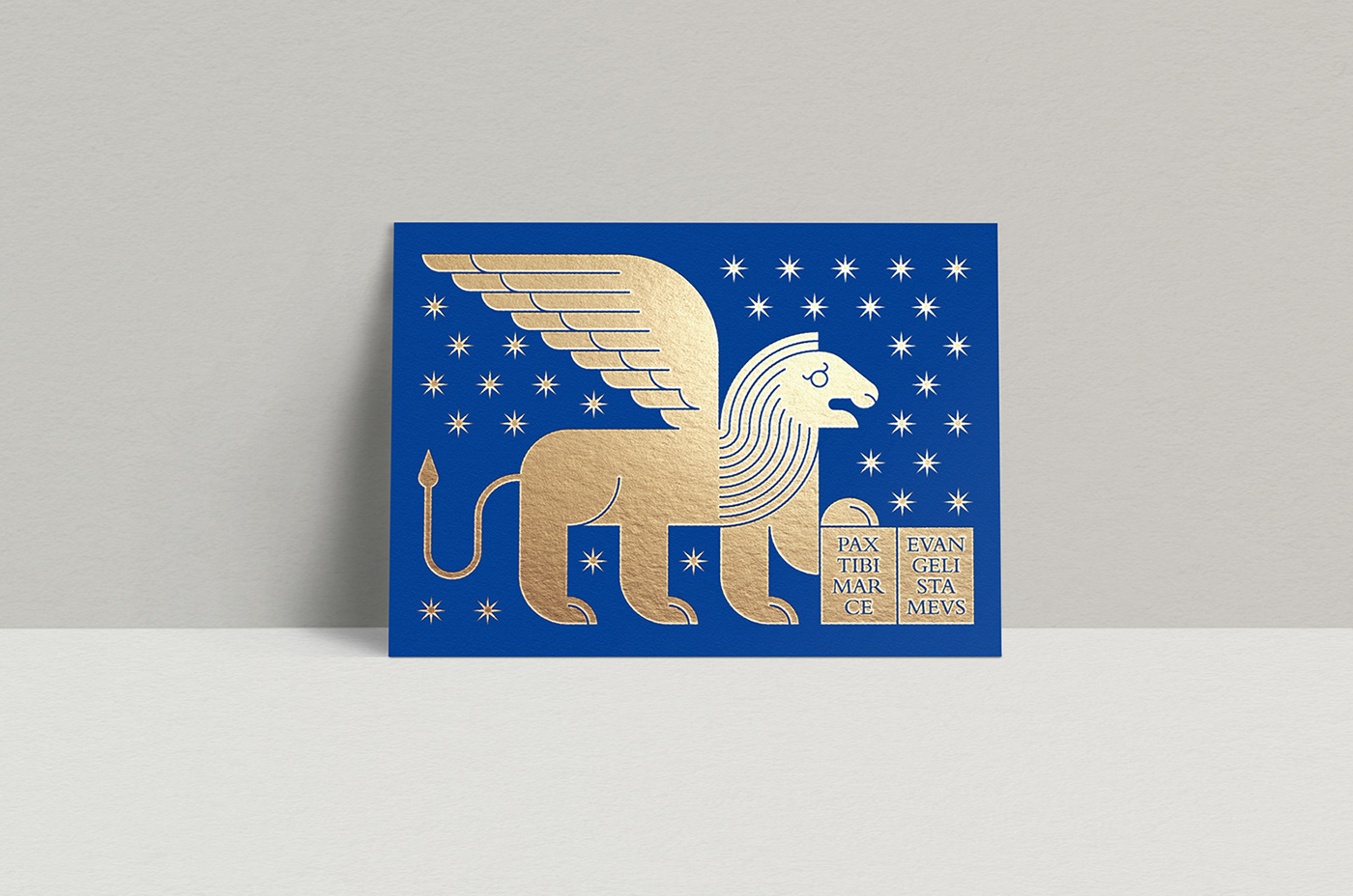 ILLUSTRATION  postcard lion Venice graphic design  print gold foil Landmark minimal Saint Mark 