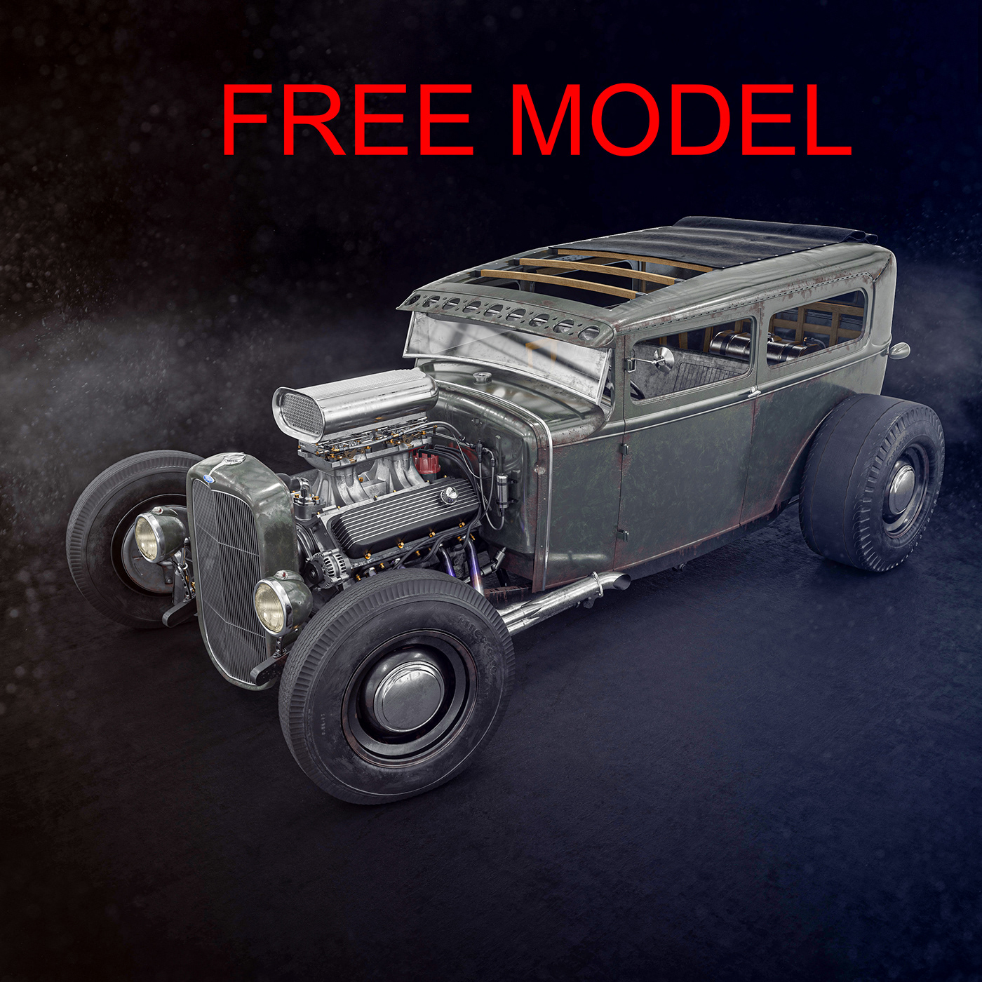 car detail engine free hot rod model