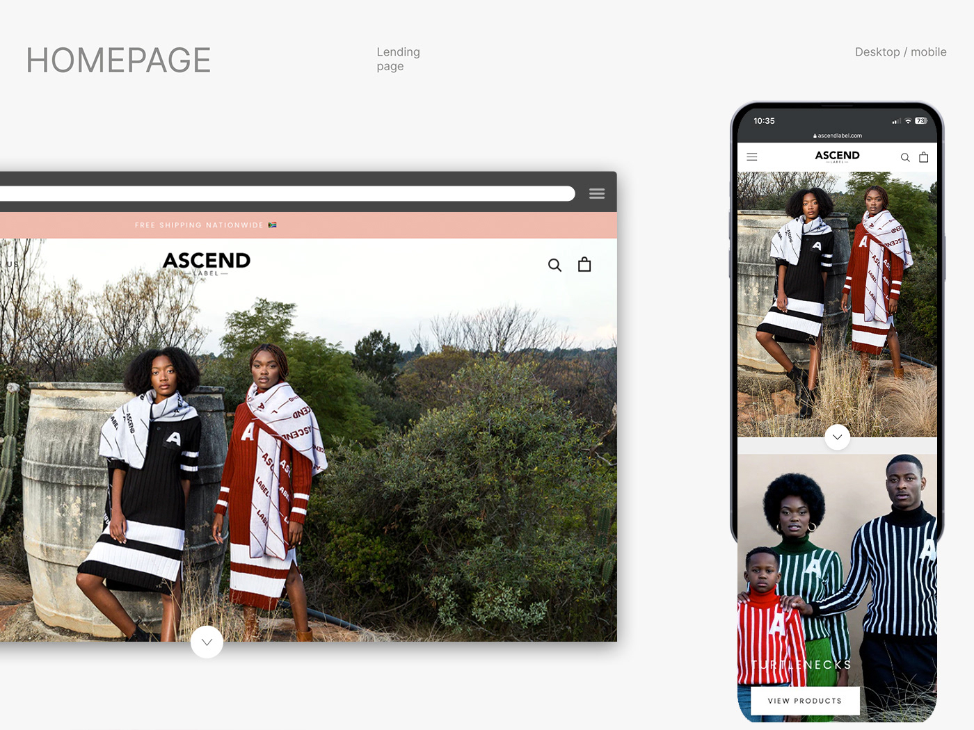 Ascend Label E-Commerce Shop Homepage