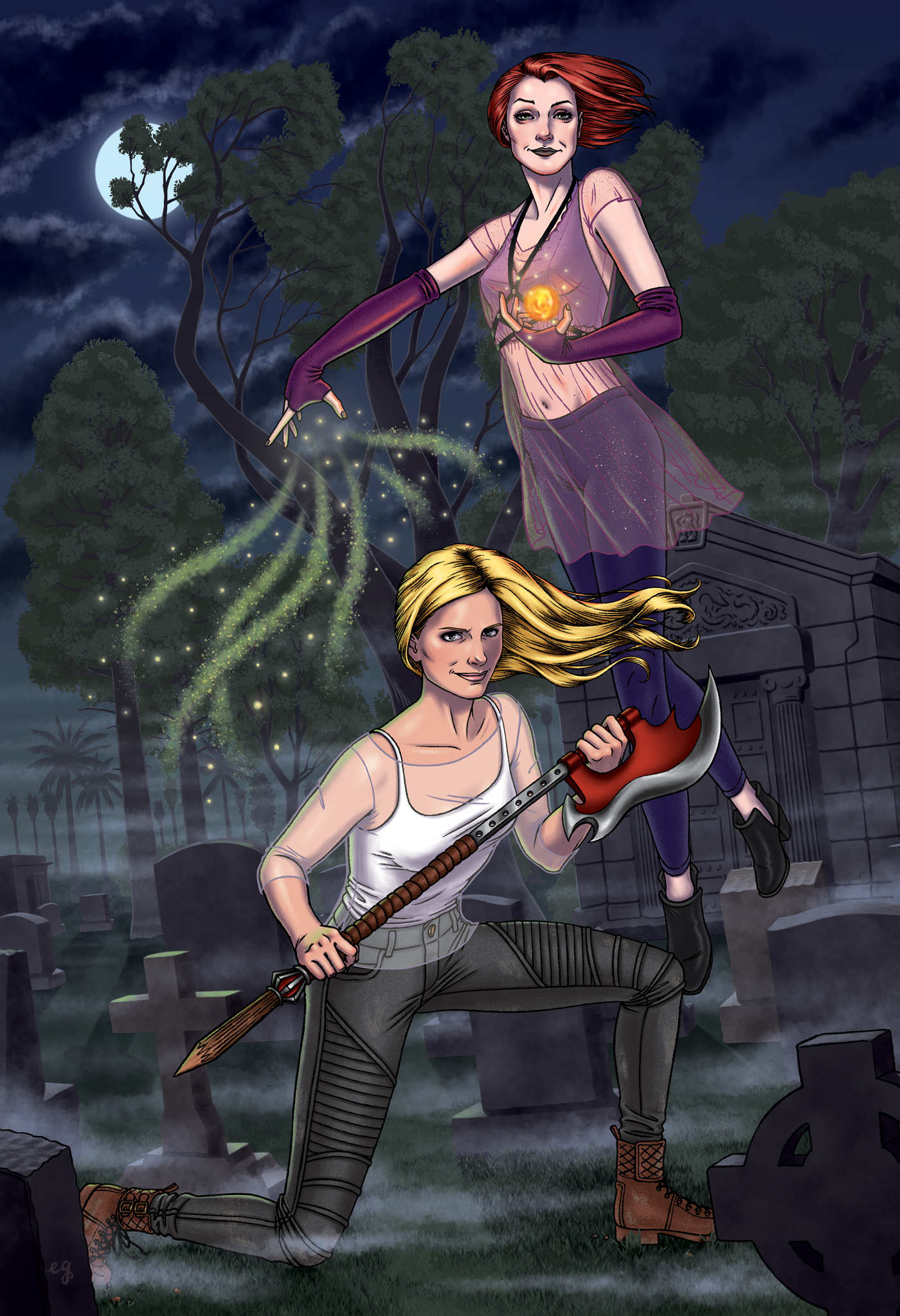 Buffy willow horror witch women tv comic art comic cover fantasy vampire