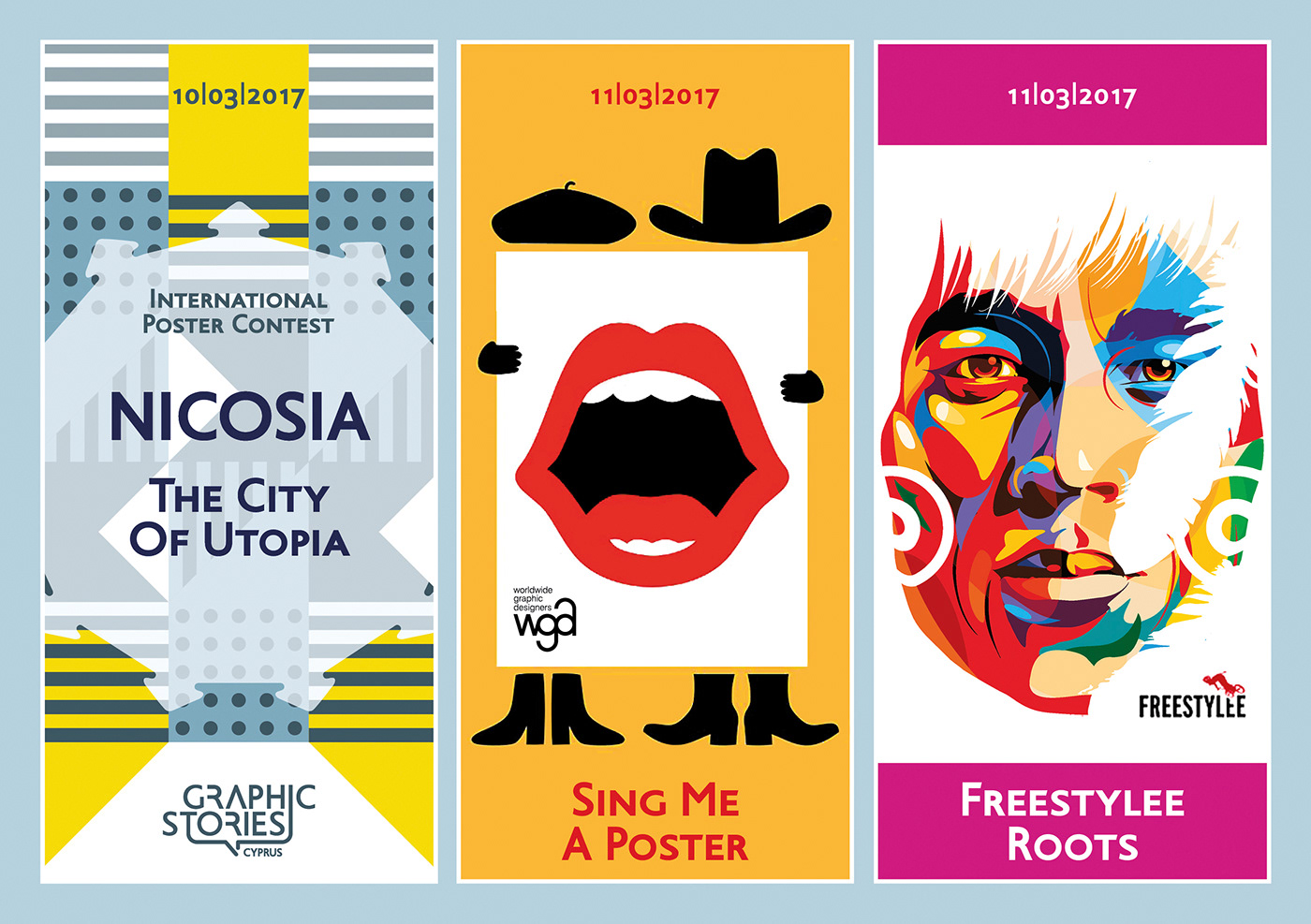 poster posters identity flyers Program graphic stories Graphic Stories Cyprus international poster contest graphic design  Visual Communication