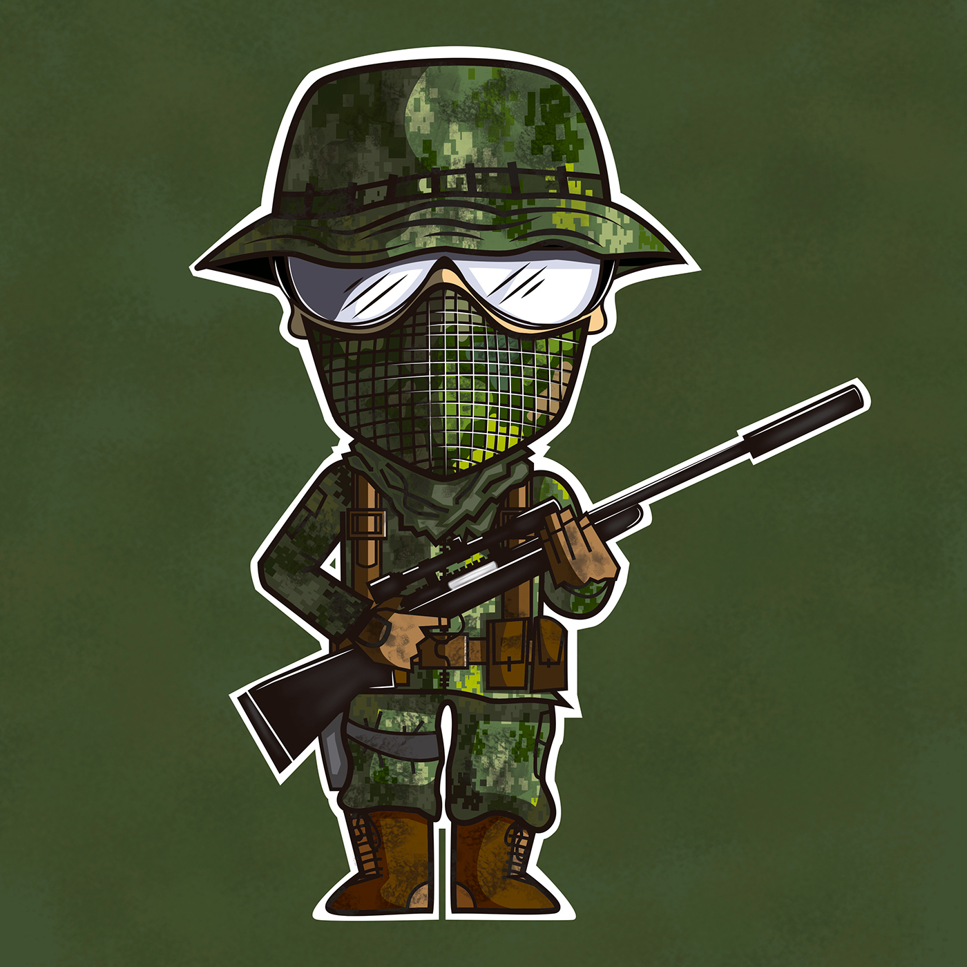 Airsoft patch design Sniper team flag nametape polvorín camuflage portrait