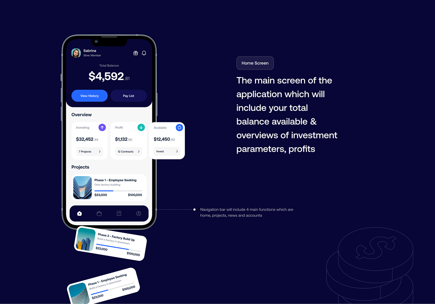 ux UI/UX Mobile app user interface Investment