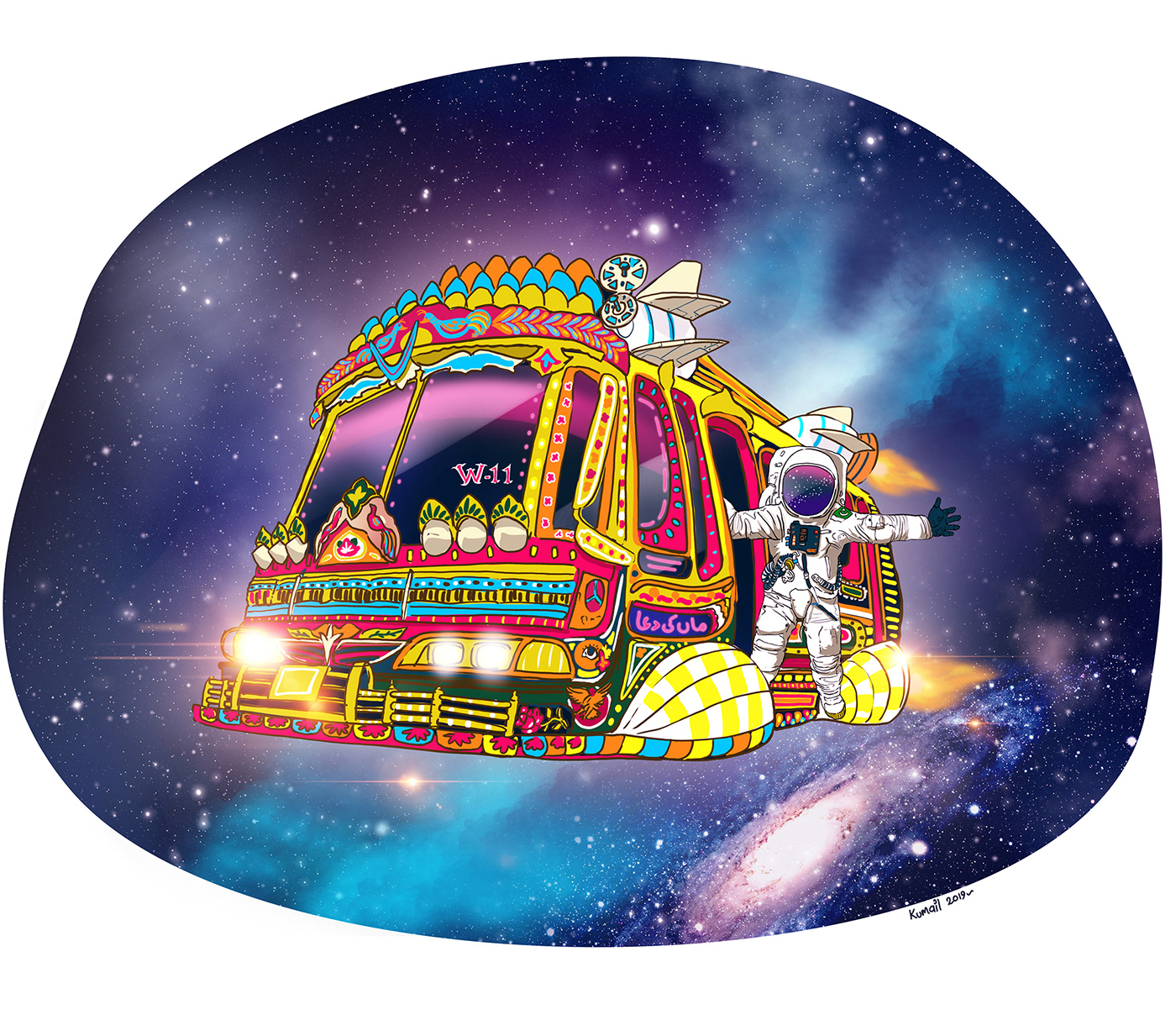 bus Space  astronaut galaxy stars India Pakistan karachi truckart Truck