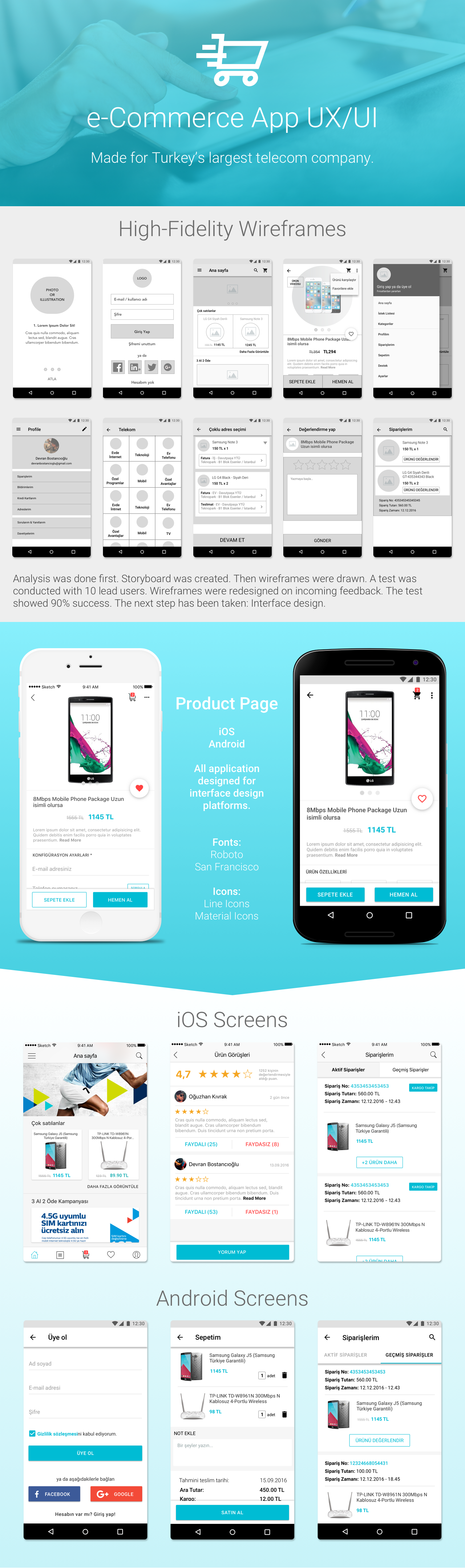 Ecommerce wireframe android ios