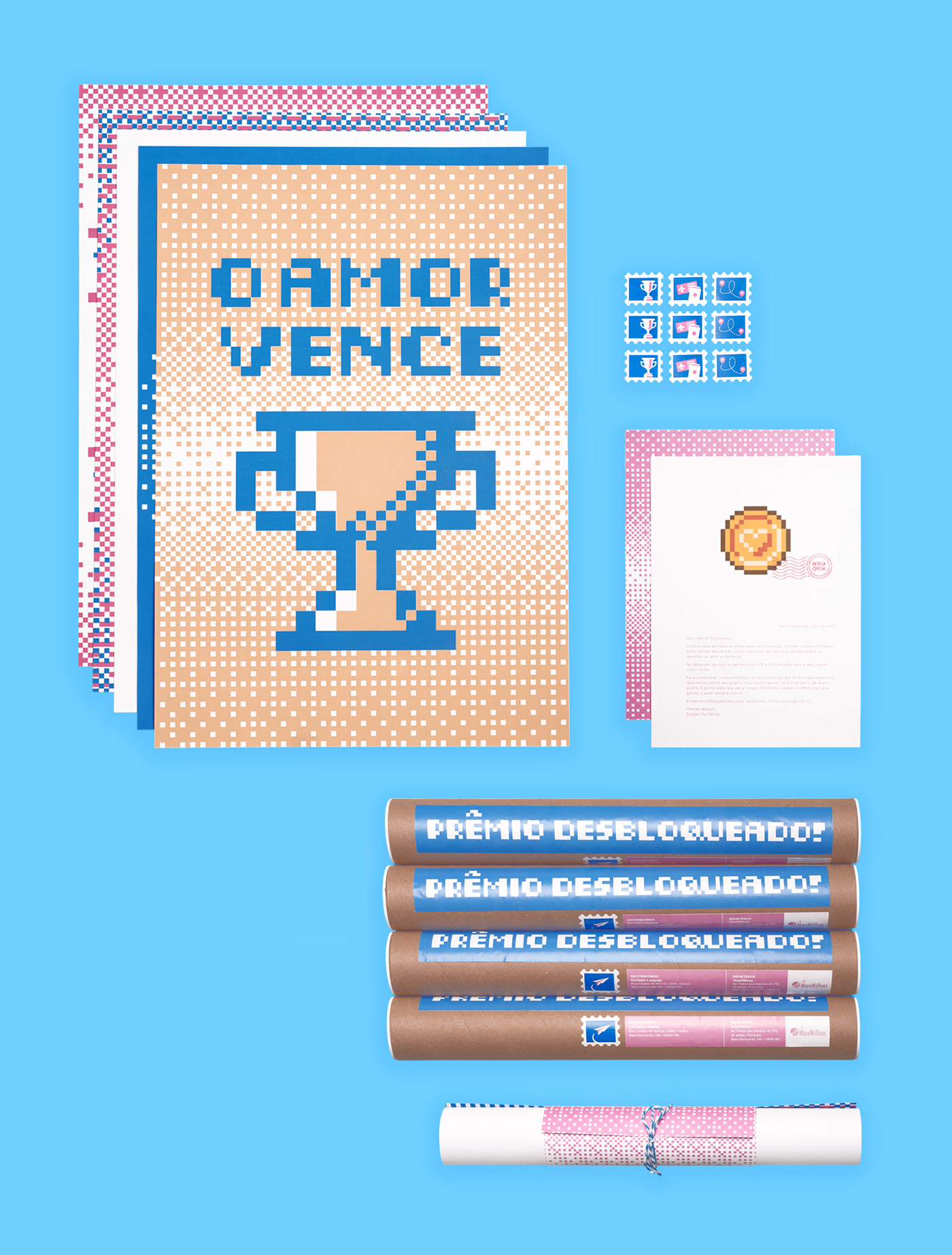 Valentine's pixel art Street poster paste-up Love namorados amor airplane