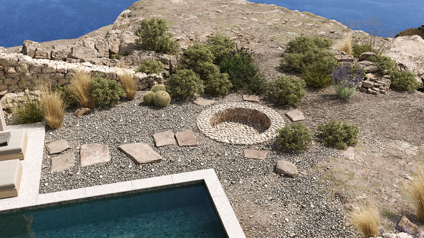 design dream Greece highend Holiday natural Pool terazzo vacation wood
