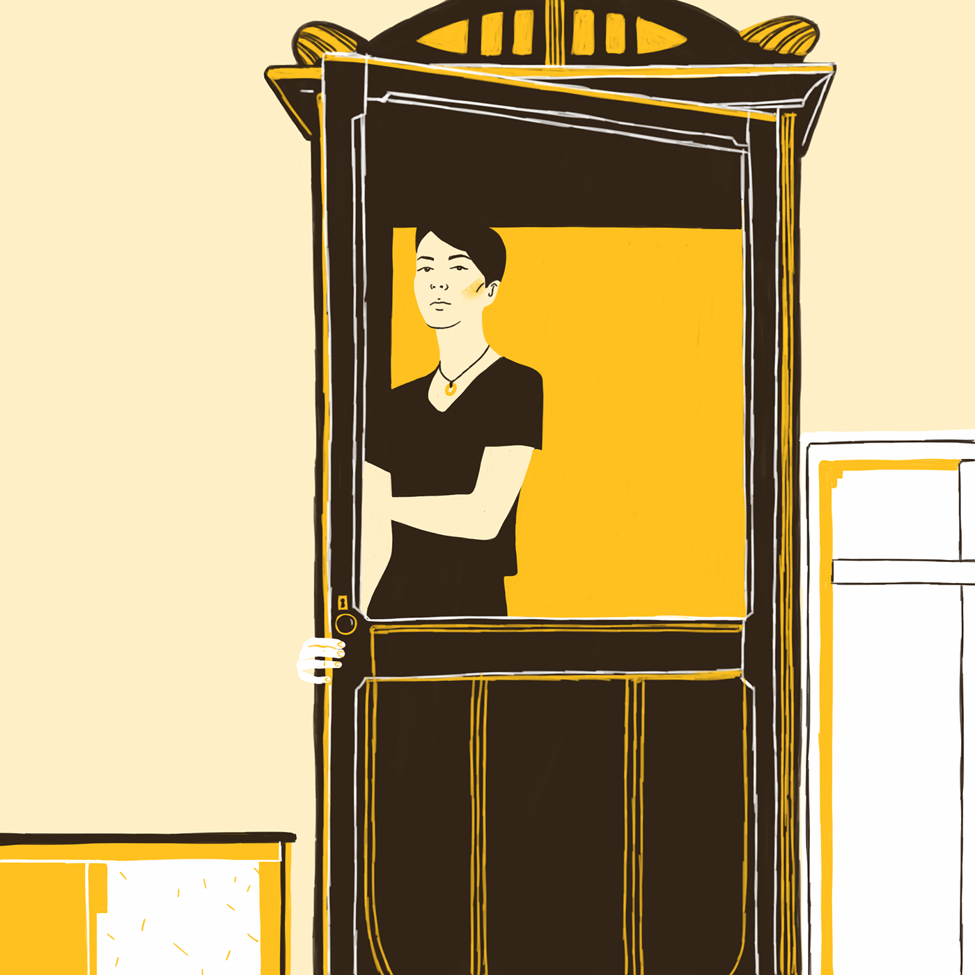 portrait in interior yellow