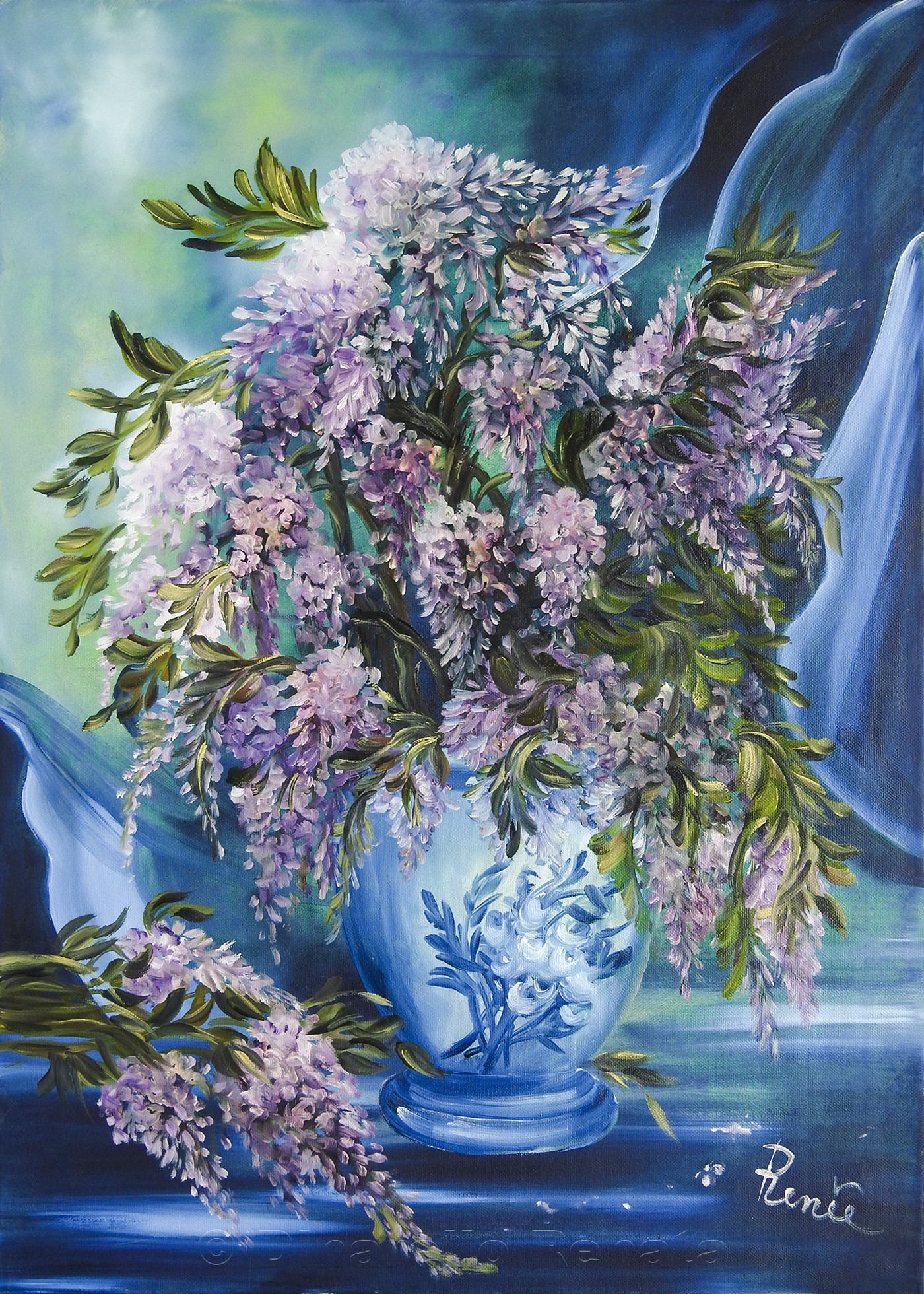 wisteria flower Flowers oilpaint painting   canvas oil