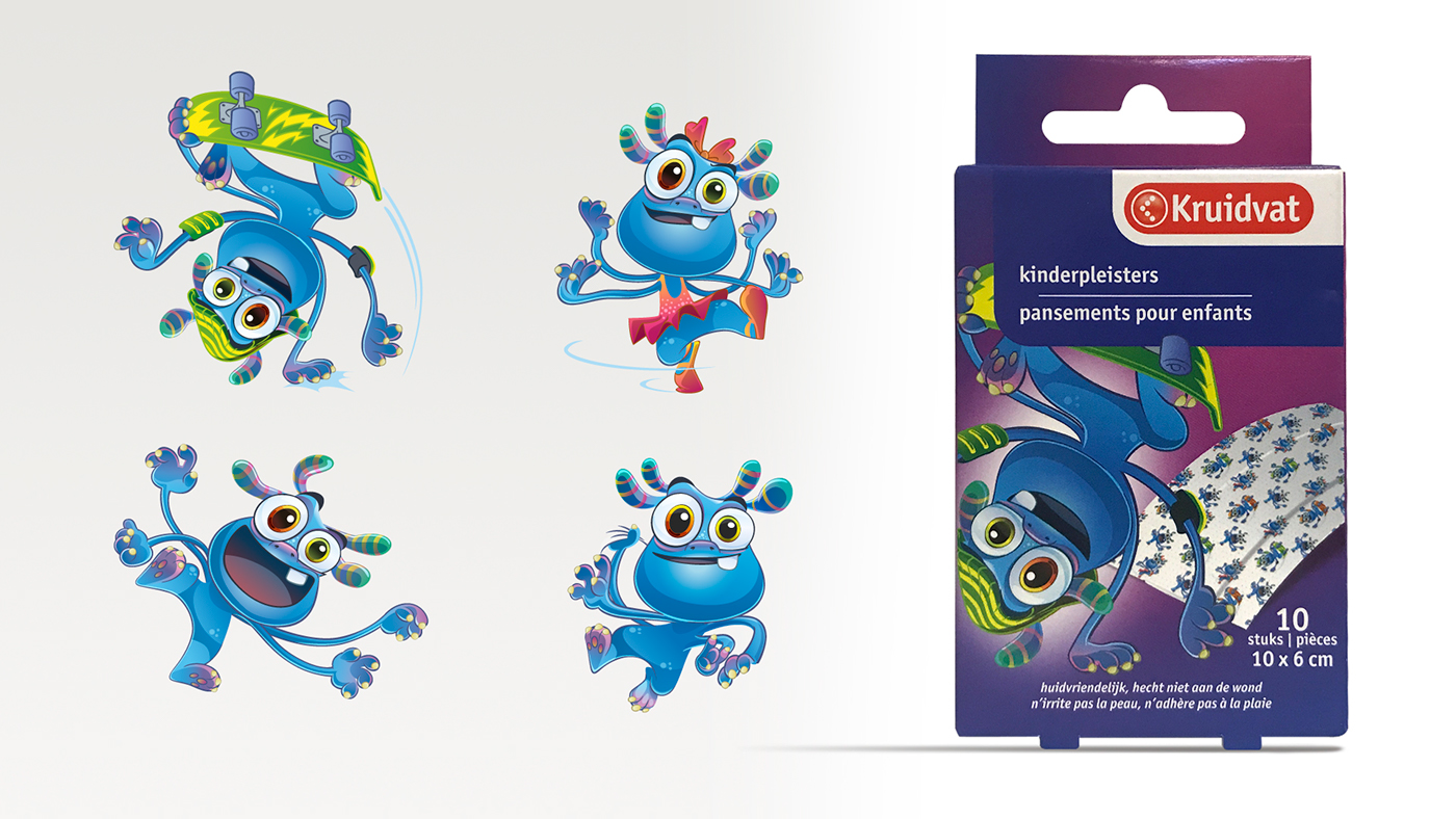 Band-Aid toothbrush toothpaste package design  monster cute Caterpillar