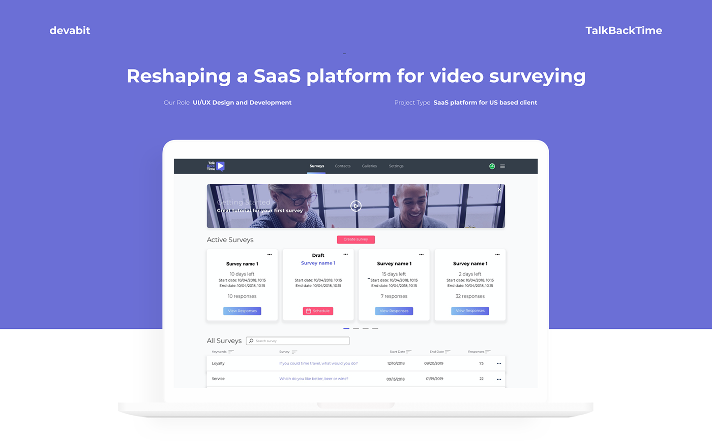 Design Sprint SAAS Survey platform UI ux ux/ui Video survey Web webservice dashboard