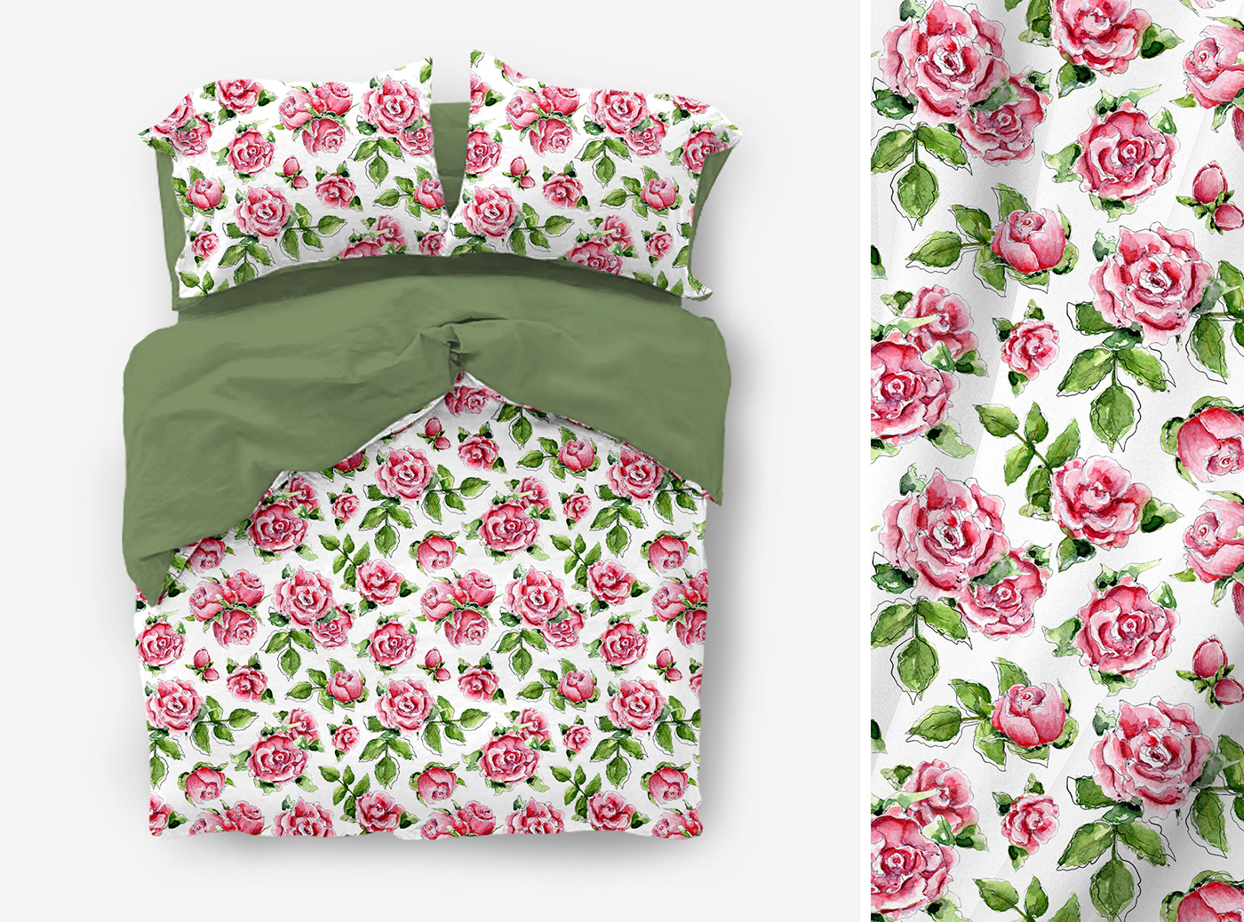 Паттерн из роз, дизайн для постельного белья