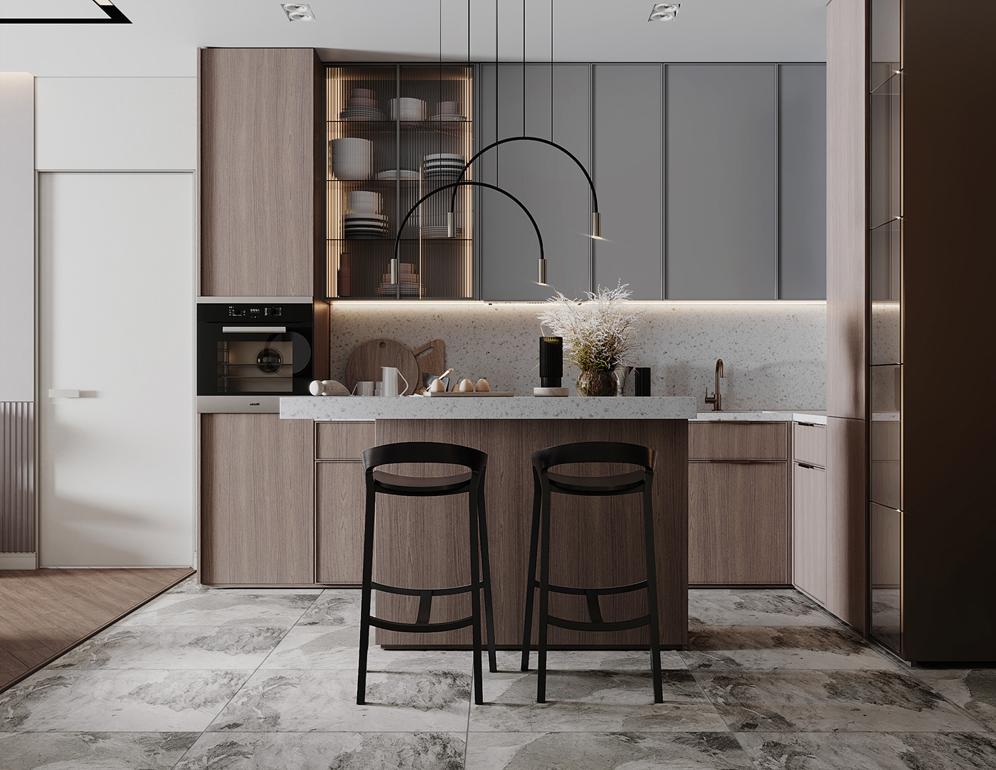 3dmax cgartist CoronaRender  design Interior kitchen living room visualization