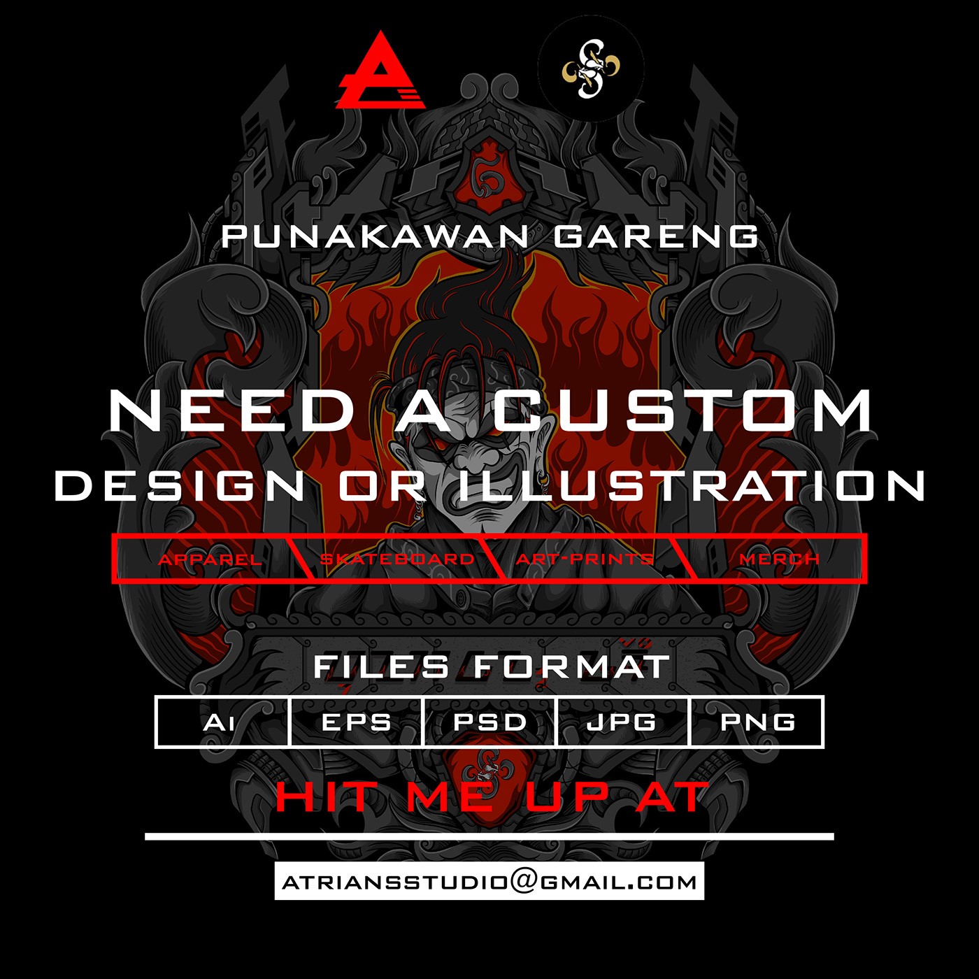 apparel asian art dongeng fiction frame art gareng history illustration design punakawan Tshirt Design