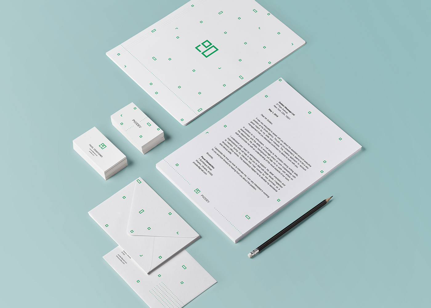 PVO pvodev brand UI cards logo emblem identity Style developer green Mockup mark