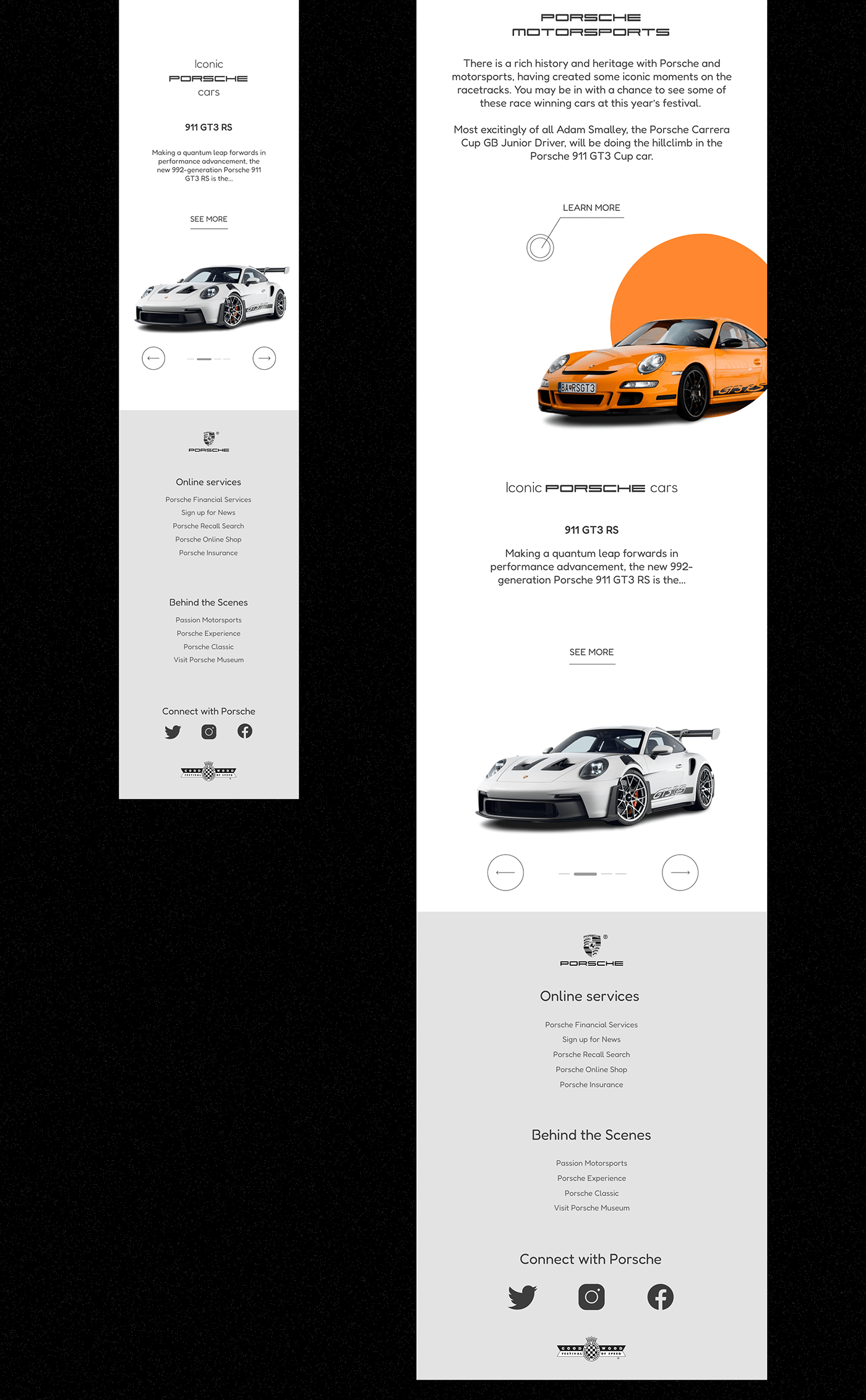 car automotive   concept Porsche car photography UI/UX Figma Website design landing page