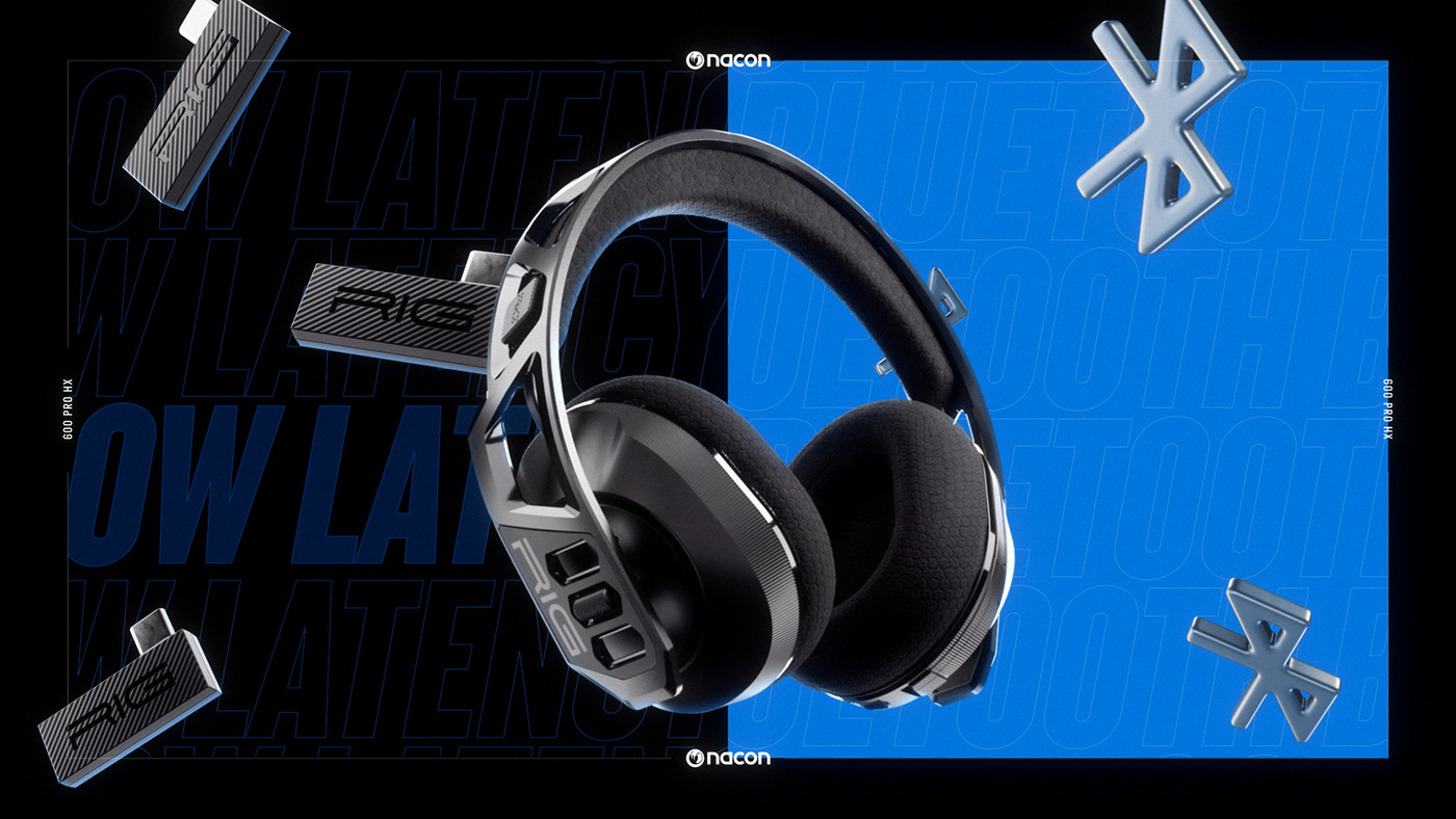 Gaming headphones headset videogame Audio music motion graphics  motion design rig Nacon