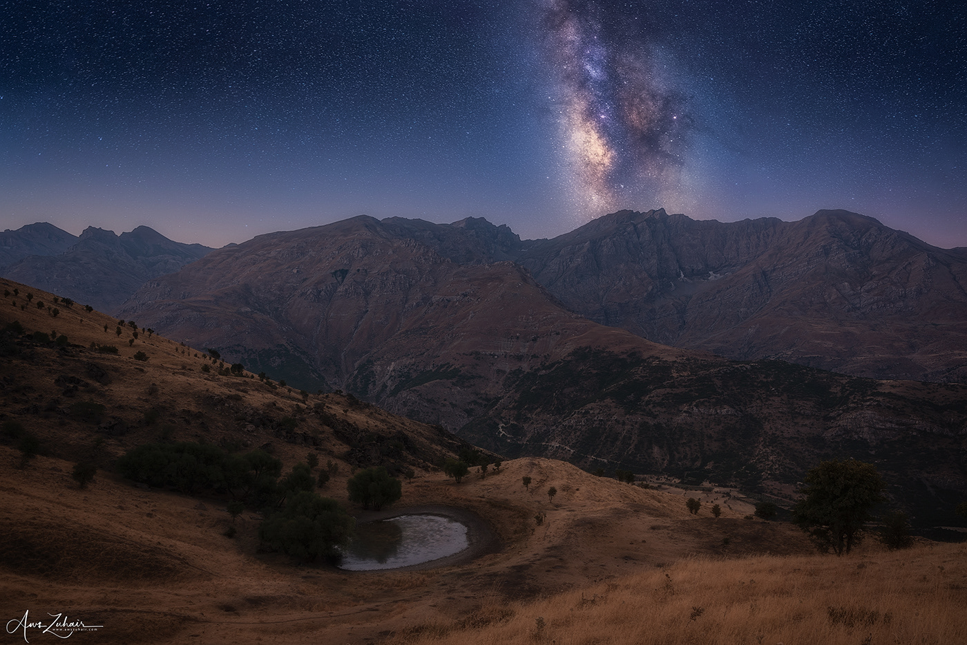 astrophotography galaxy lake Landscape long exposure milky way mountains night photography stars Travel